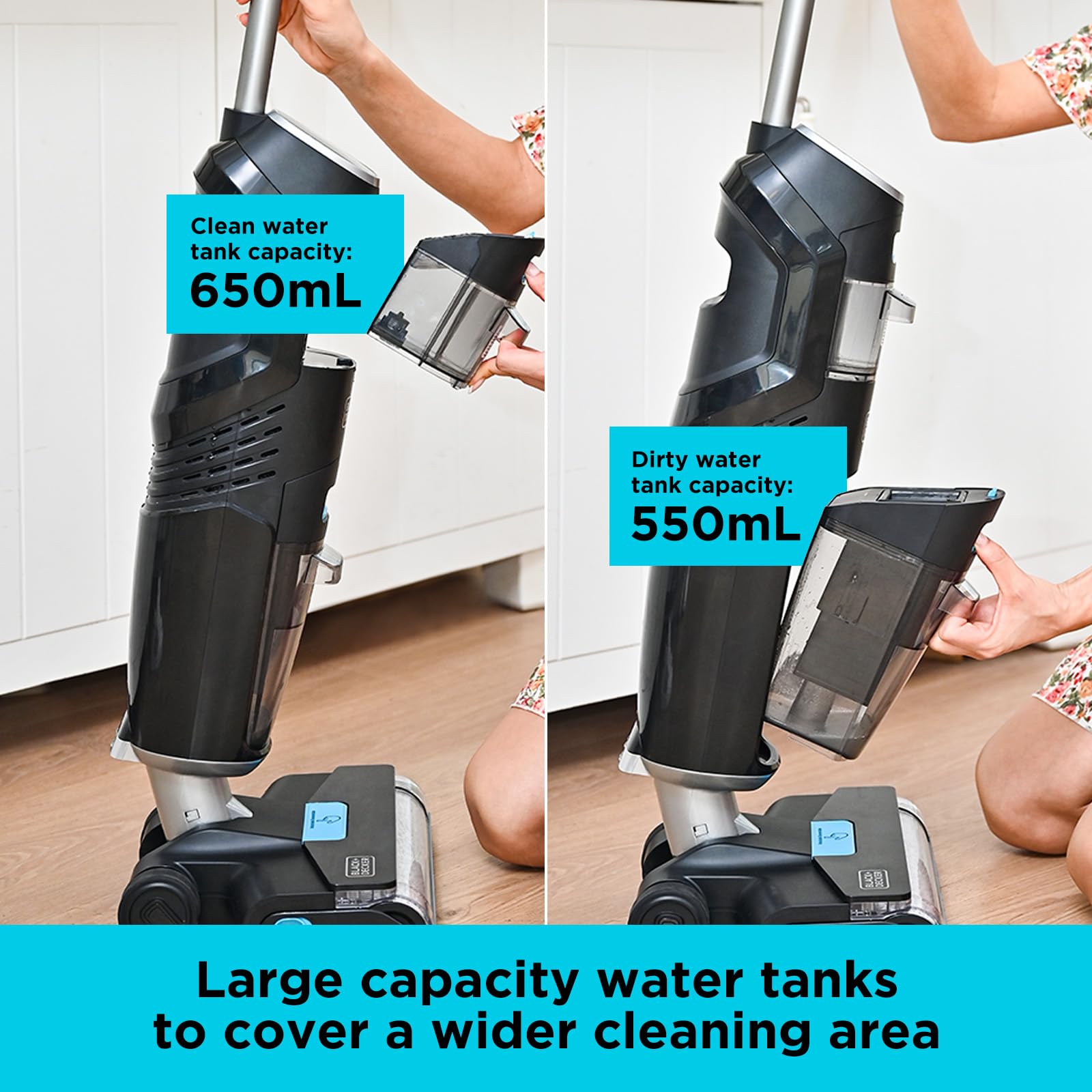 Black+Decker Cordless Wet Dry Vacuum Cleaner And Mop, Vacuum & Wash Duo With Self Cleaning, Edge Cleaning And Digital Display, S