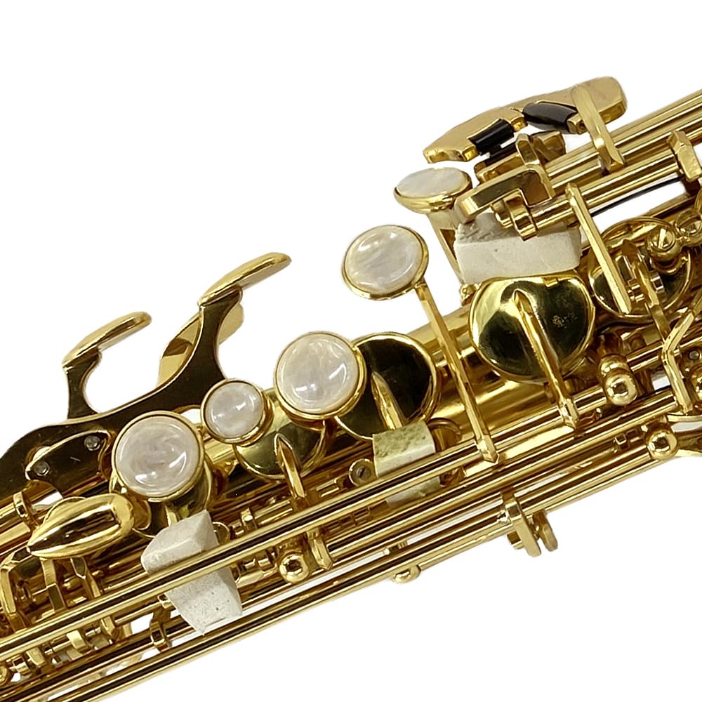 Wuqimusc Bb Straight Soprano Saxophone-Gold Lacquer Finish, Ergonomic Design With Case, Mouthpiece, Neck Strap & Accessories, Id