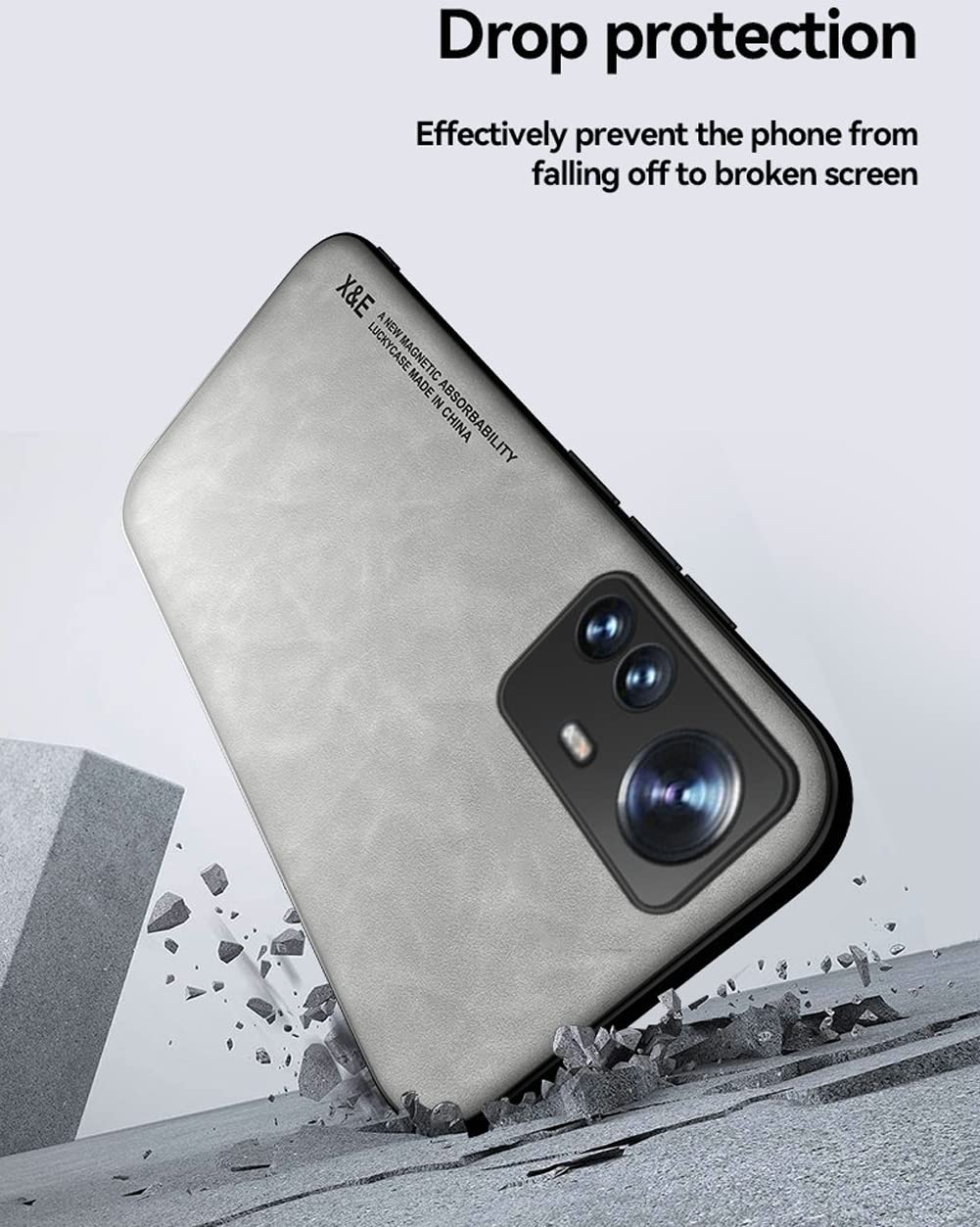 Kepuch Silklike Case For Xiaomi 12   Cover Bumper Built In Metal Plate For Xiaomi 12   Gray