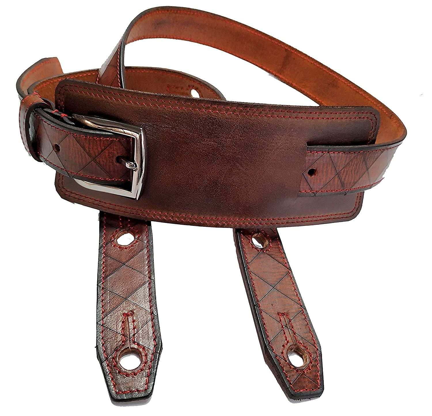 Leather Guitar Strap | Leather Guitar Belt | for Acoustic/Electric/Folk/Bass 3 Inch wide Comfortabe Soft SHOULDER PAD (with NECK