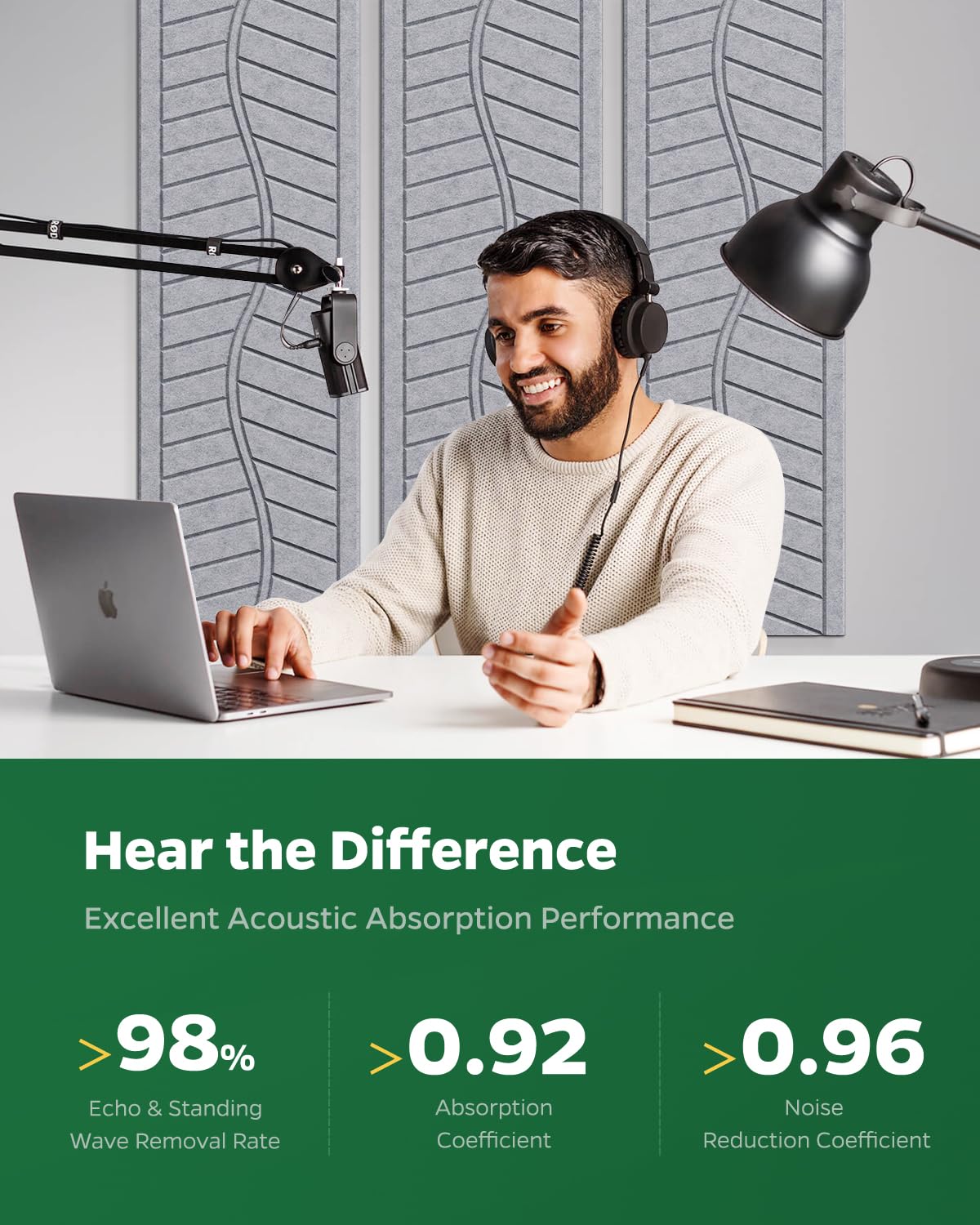 Topnaca Sound Proof Panels For Walls, 6 Pack Self Adhesive Soundproof Wall Panels, 17  12  0.4 High Density Sound Proofing Panel