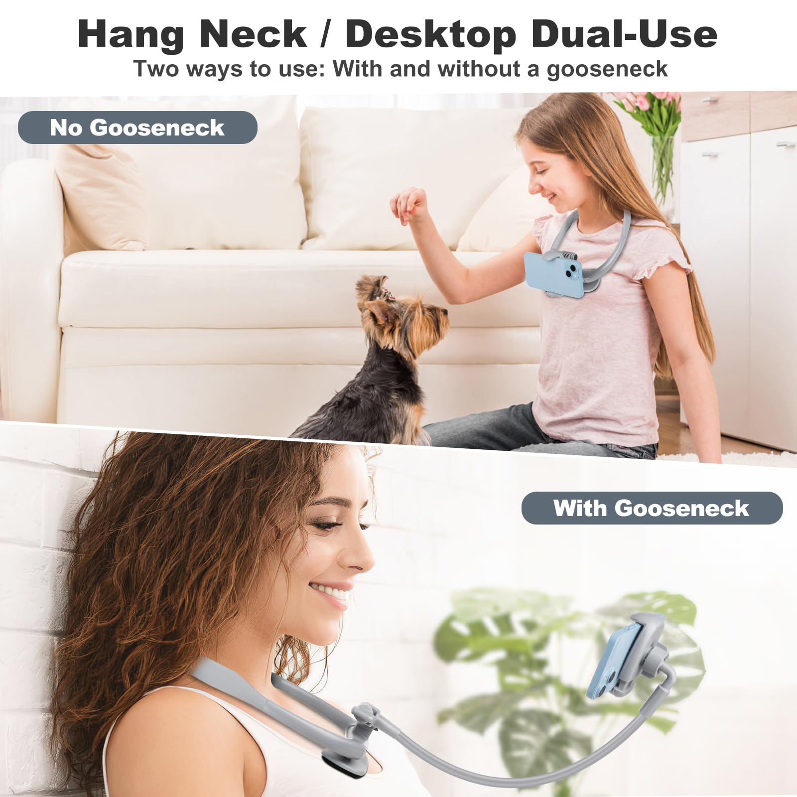 Cell Phone Stand, Neck Cell Phone Holder For Bed, Hand Free Pov/Vlog Selfie Phone Neck Holder For Recording, Universal Multi-Fun