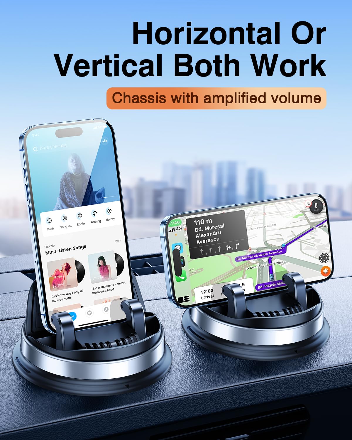 Oatsbasf Dashboard Cell Phone Holder, Car Phone Mount 360 Rotatable Car With Non-Slip Silicone, Compatible With Iphone,Samsung,A