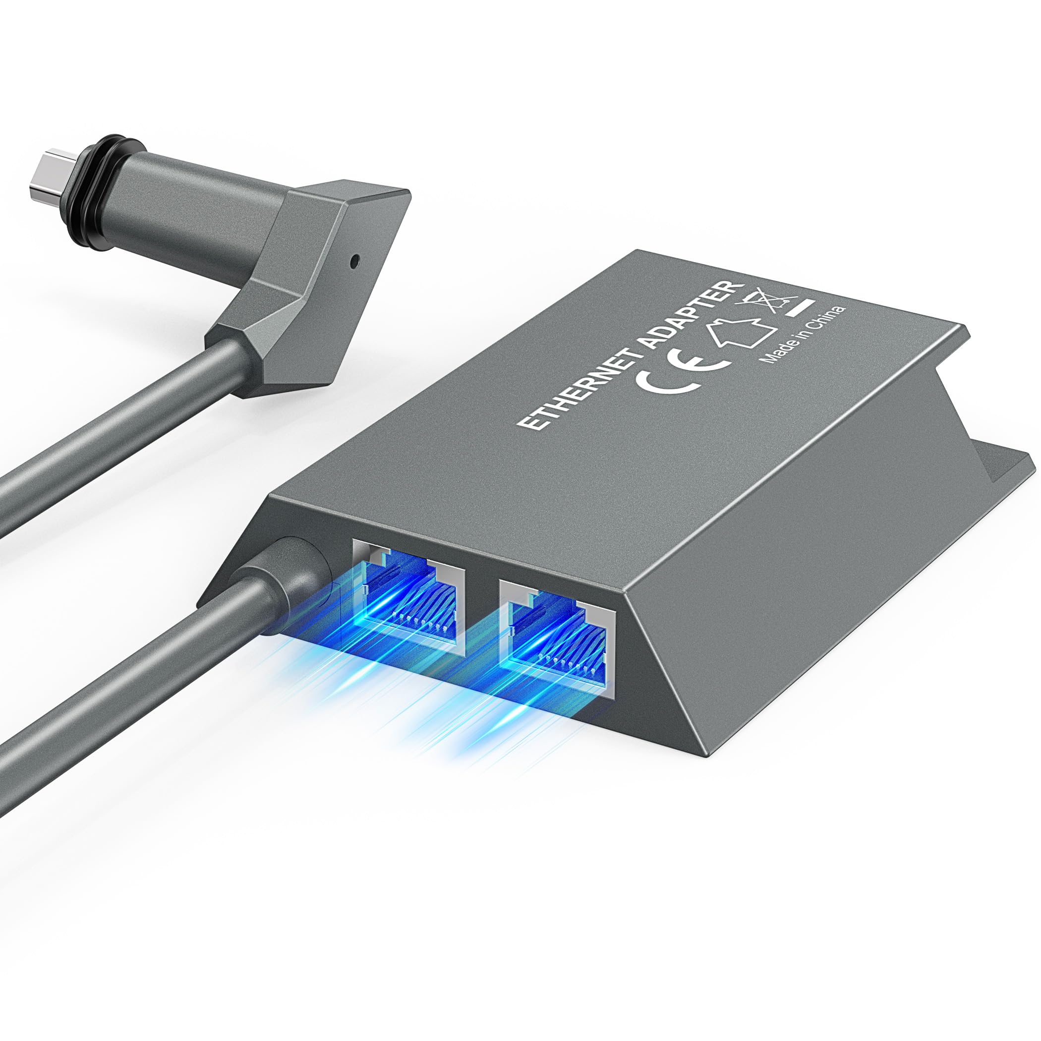 LUCMO Multi Ports Starlink Ethernet Adapter for Starlink Gen 2 Wired External Network, 2 Ports Starlink Ethernet Adapter 1 to 2
