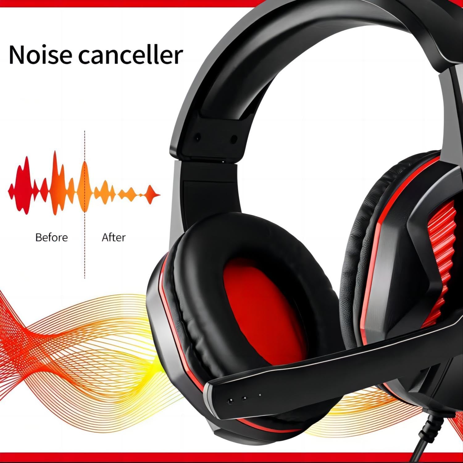 Fnship 3.5Mm Port Wired Gaming Headset With Mic Volume Control,Stereo Bass Noise Isolation For Ps4 New Xbox One Psp Pc Laptop Ta