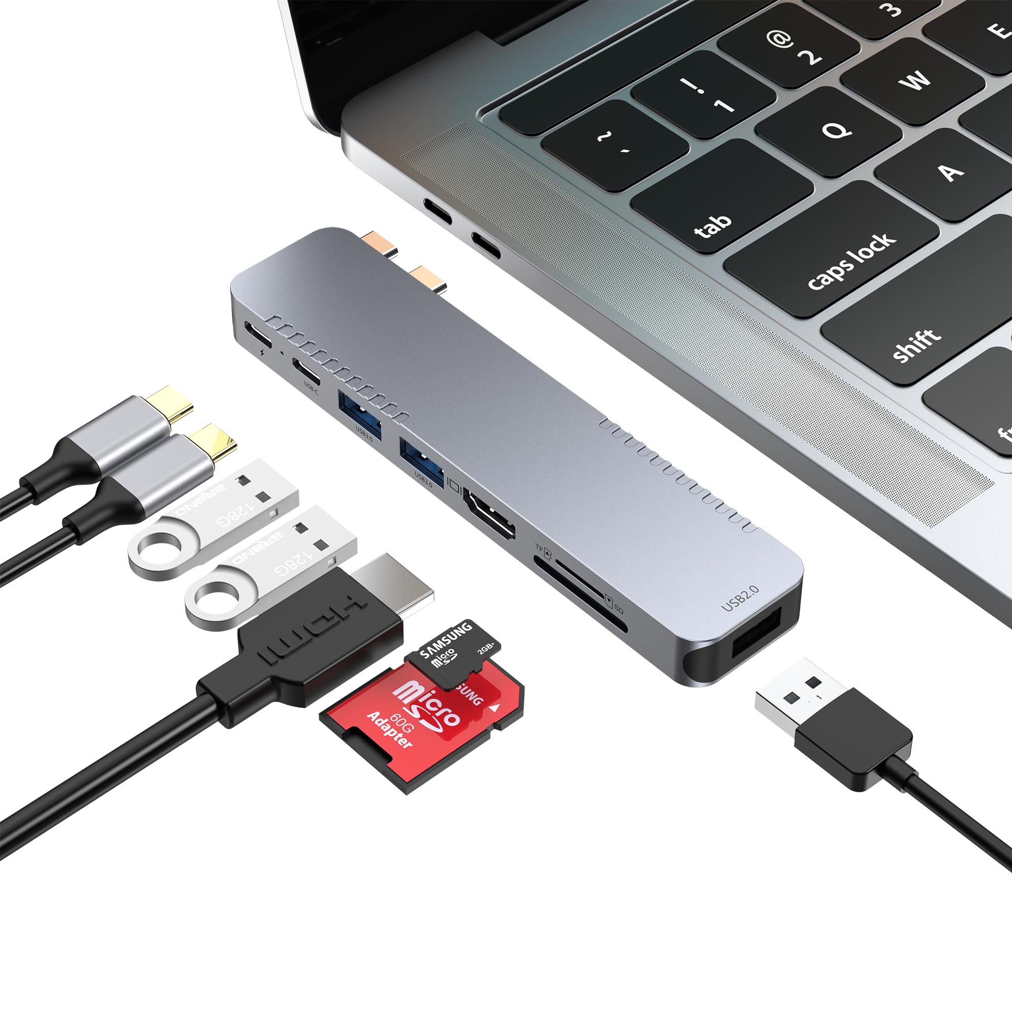 BHHB M82 USB C Hub Adapter for MacBook Pro Air Docking Station 8-in-2 for Mac Book Accessories Dongle 4K@30Hz HDMI, Thunderbolt 