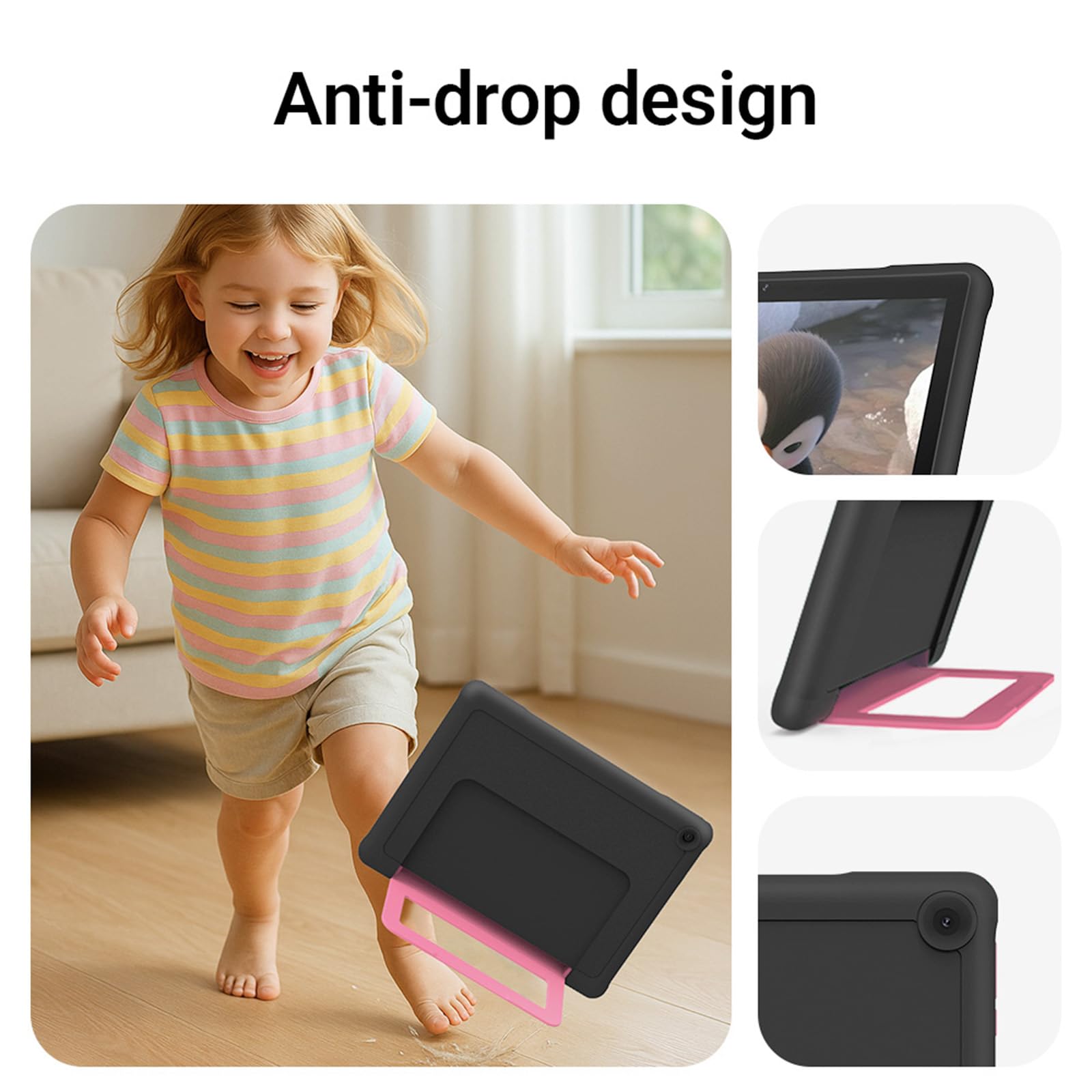 Apolomedia Kids Tablet, 10.1 Inch Hd Android 15, 64Gb Storage, 8Gb Ram, Eye Protection Mode, 10-Hr Battery, Parental Shockproof