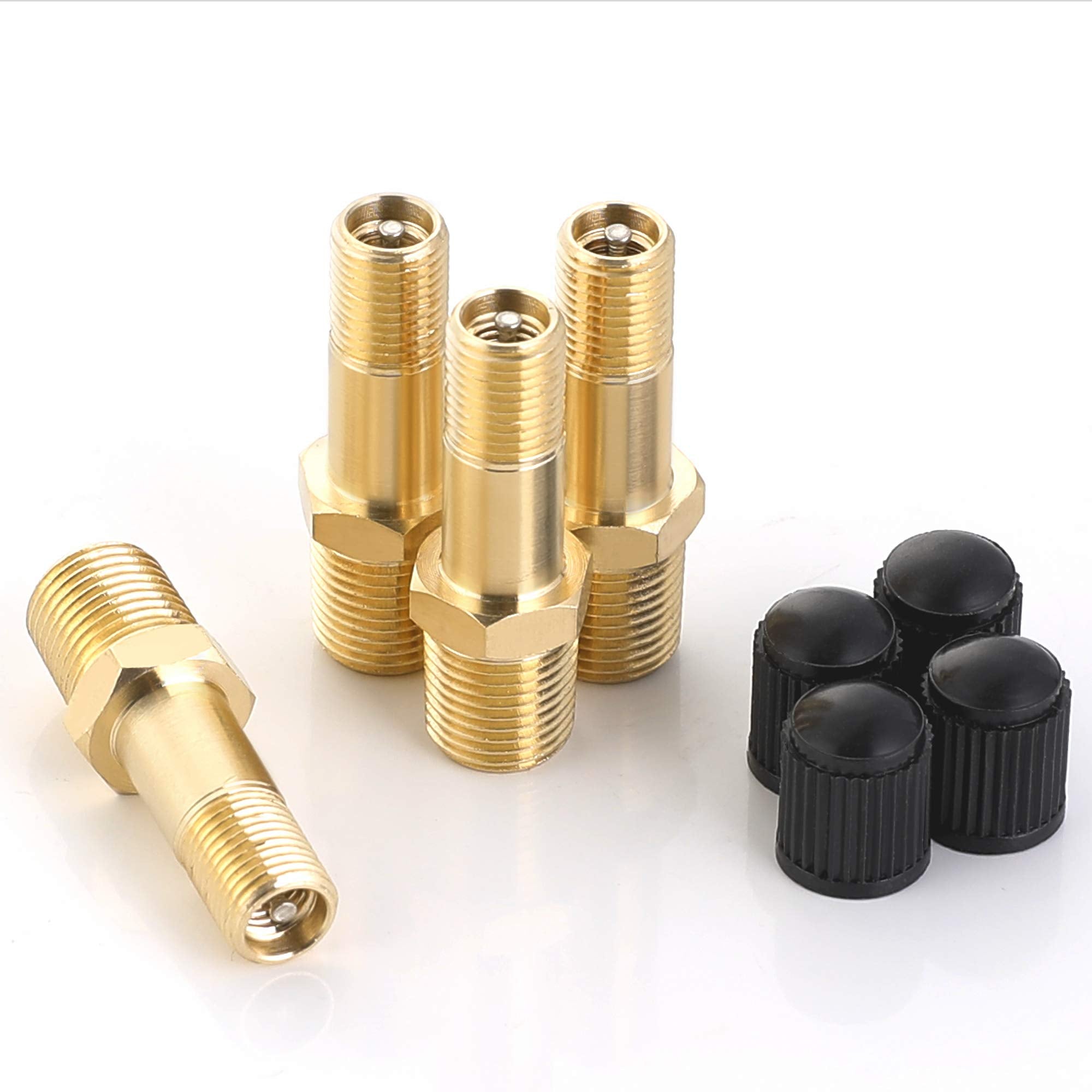 Hromee Air Tank Valve 1/8'' Mnpt, 4 Pieces Brass Fill Valve With Caps, Using With Compressed Air Tank