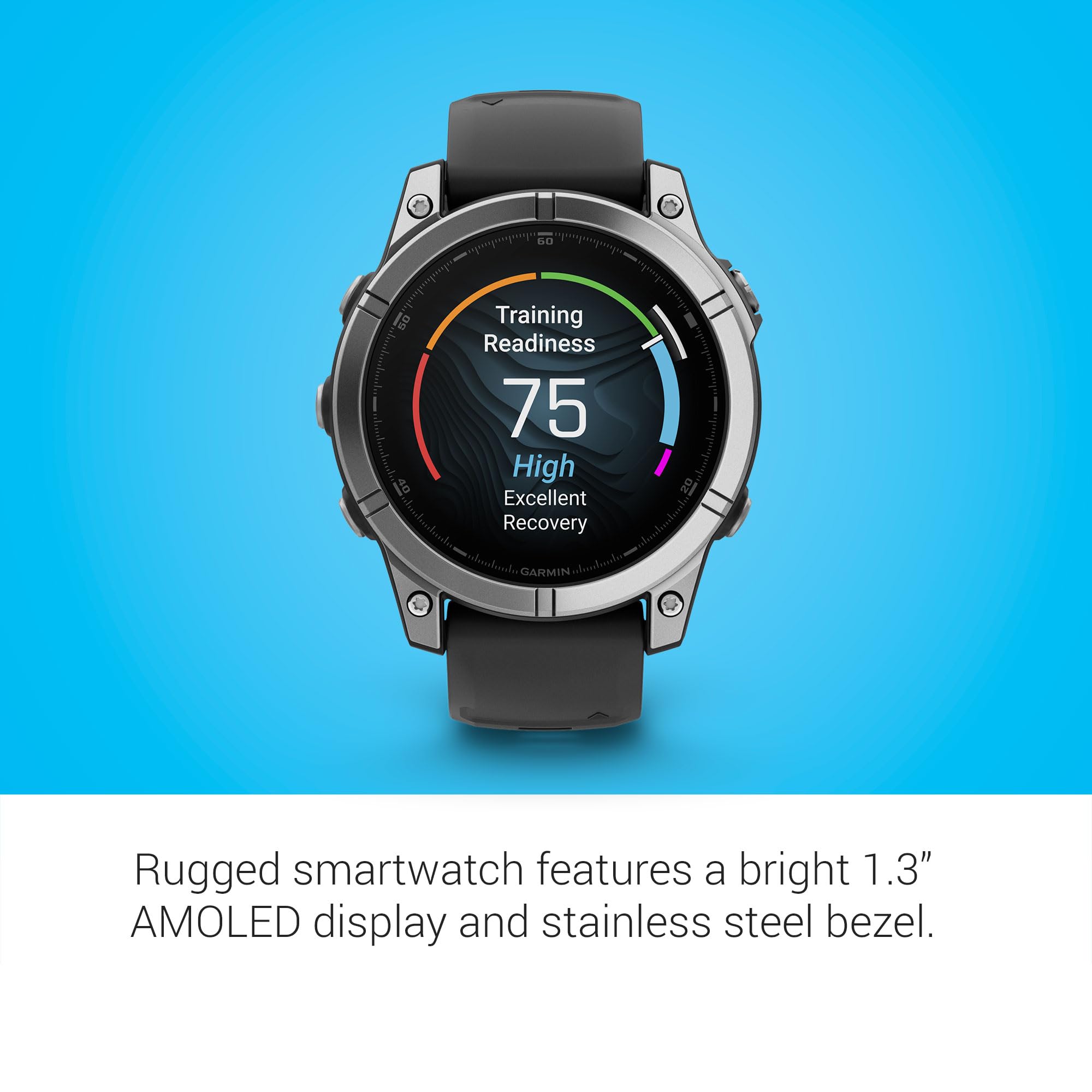 Garmin Fenix E - 47 Mm, Amoled, Premium Multisport Gps Smartwatch, Long-Lasting Battery Life, Stainless Steel With Black Band