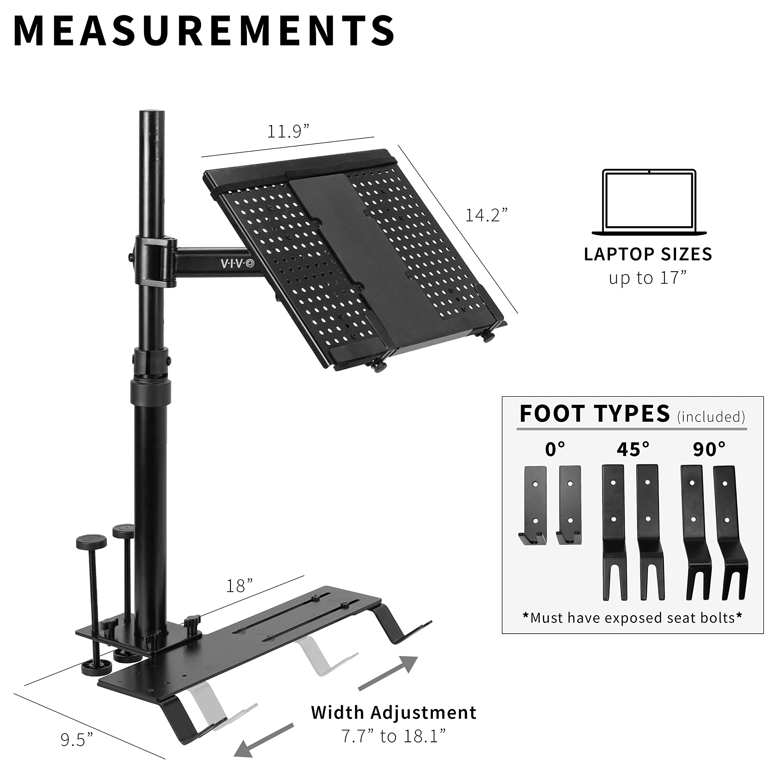 VIVO Single Laptop Car Mount, Fully Adjustable Extension, Notebook Stand for Trucks, Vans, and SUVs, Articulation and Height Adjustment, Black, MOUNT CAR01