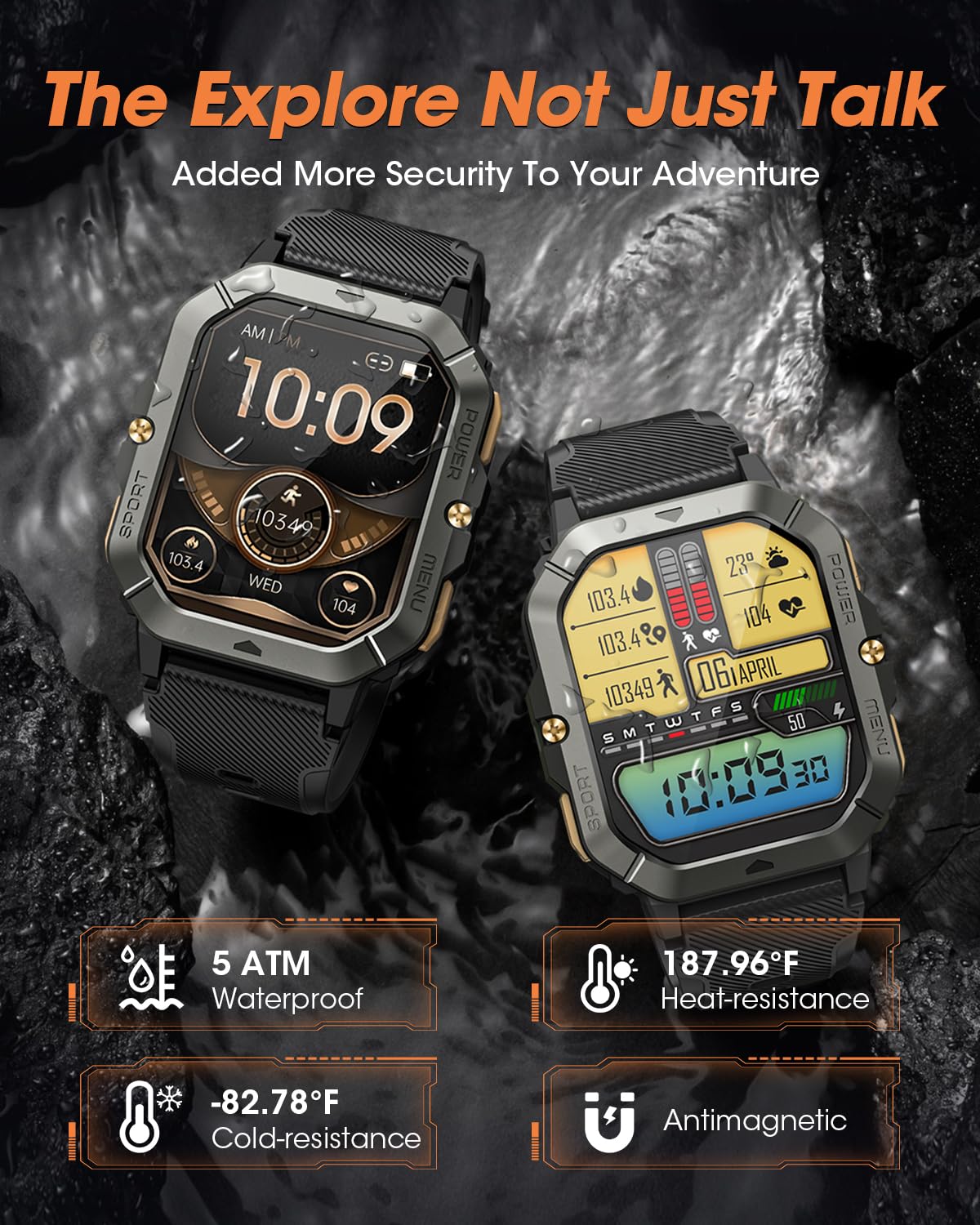 Military Smart Watches For Men (Answer/Make Calls), Watches For Men With Blood Pressure/Heart Rate/Sleep/100+ Sport Modes, 2.02