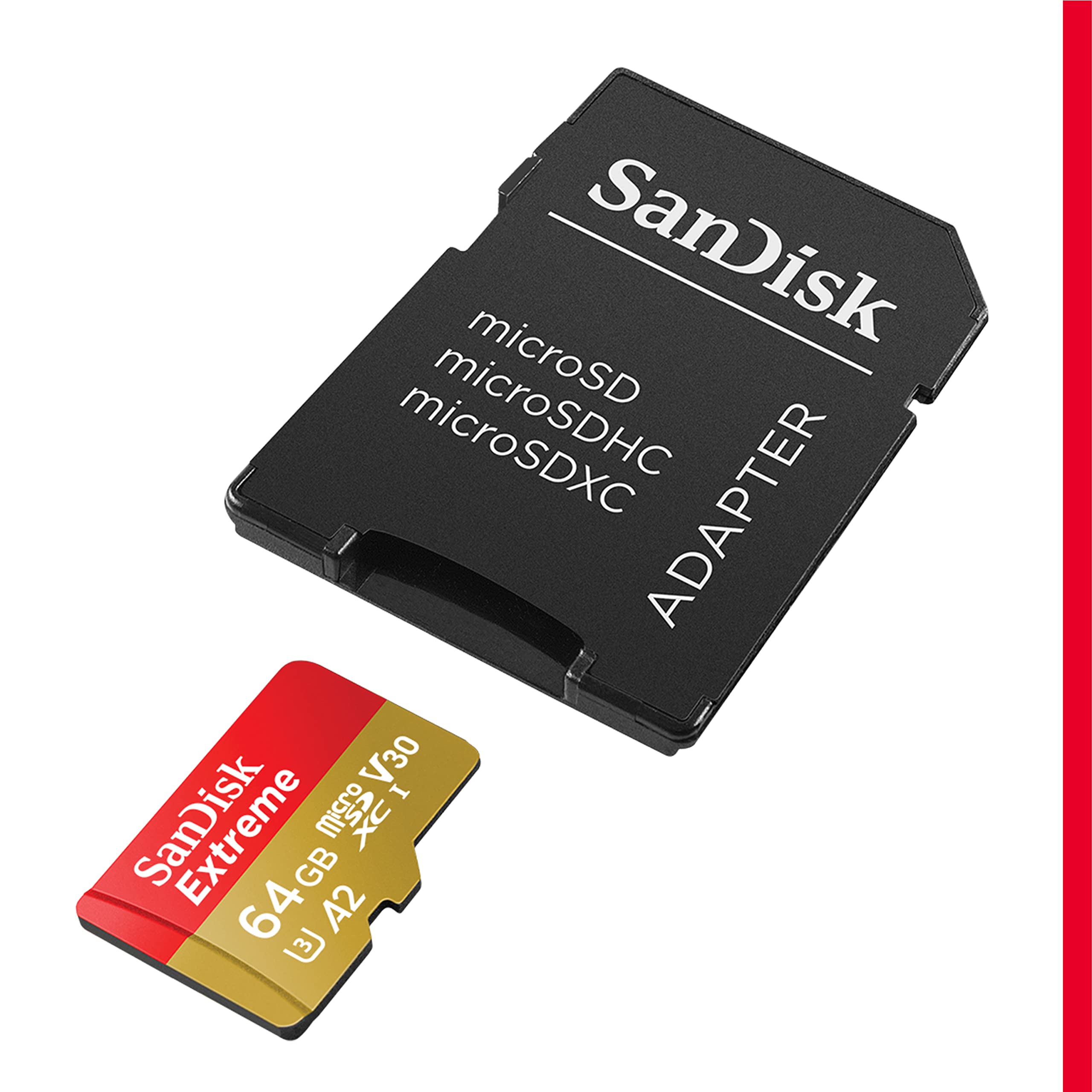 Sandisk 64Gb Extreme Microsdxc Uhs-I Memory Card With Adapter - Up To 170Mb/S, C10, U3, V30, 4K, 5K, A2, Micro Sd Card - Sdsqxah