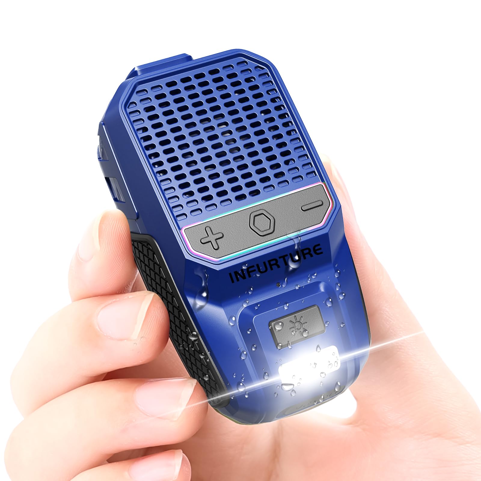 INFURTURE Clip on Speaker Wearable Bluetooth Speaker with RGB/Flashlight Shower Speake Built-in Noise Reduction Mic, Bathroom Sp
