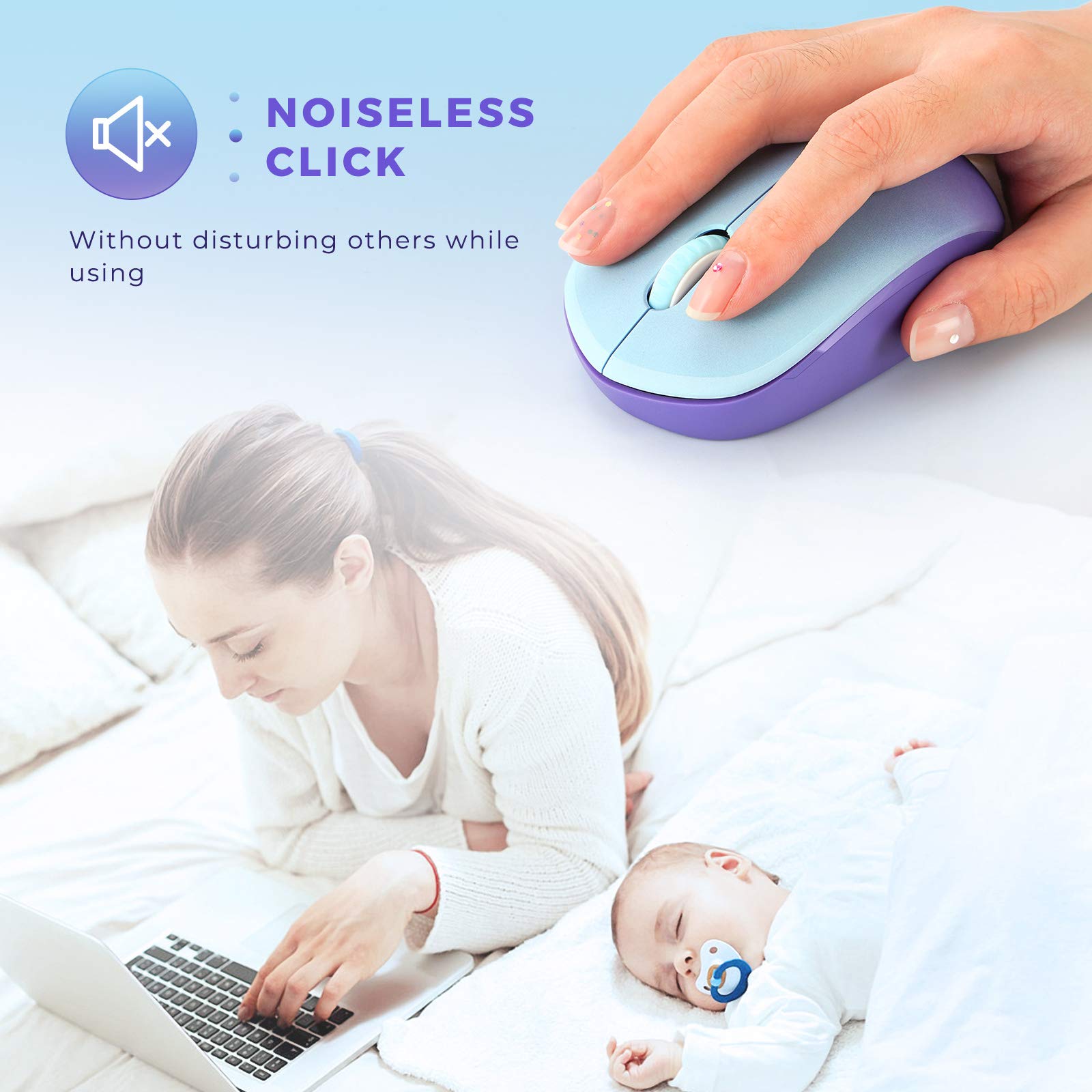 Seenda Wireless Mouse, 2.4G Noiseless Mouse With Usb Receiver Portable Computer Mice For Pc, Tablet, Laptop, Notebook Chromebook