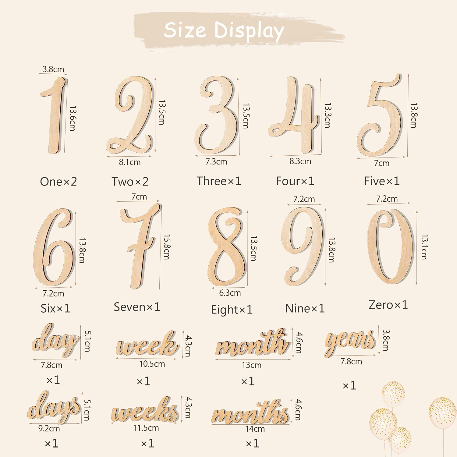 Promise Babe 19Pcs Baby Milestone Numbers Wooden Milestones Newborn Photography Prop Wooden Milestone Monthly Card