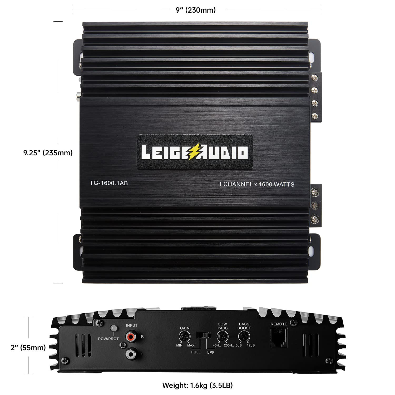 Leigesaudio 1600 Watts Monoblock Amplifier, Class A/B, Remote Subwoofer Control, Mosfet Power Supply, Subwoofer Amplifiers For C