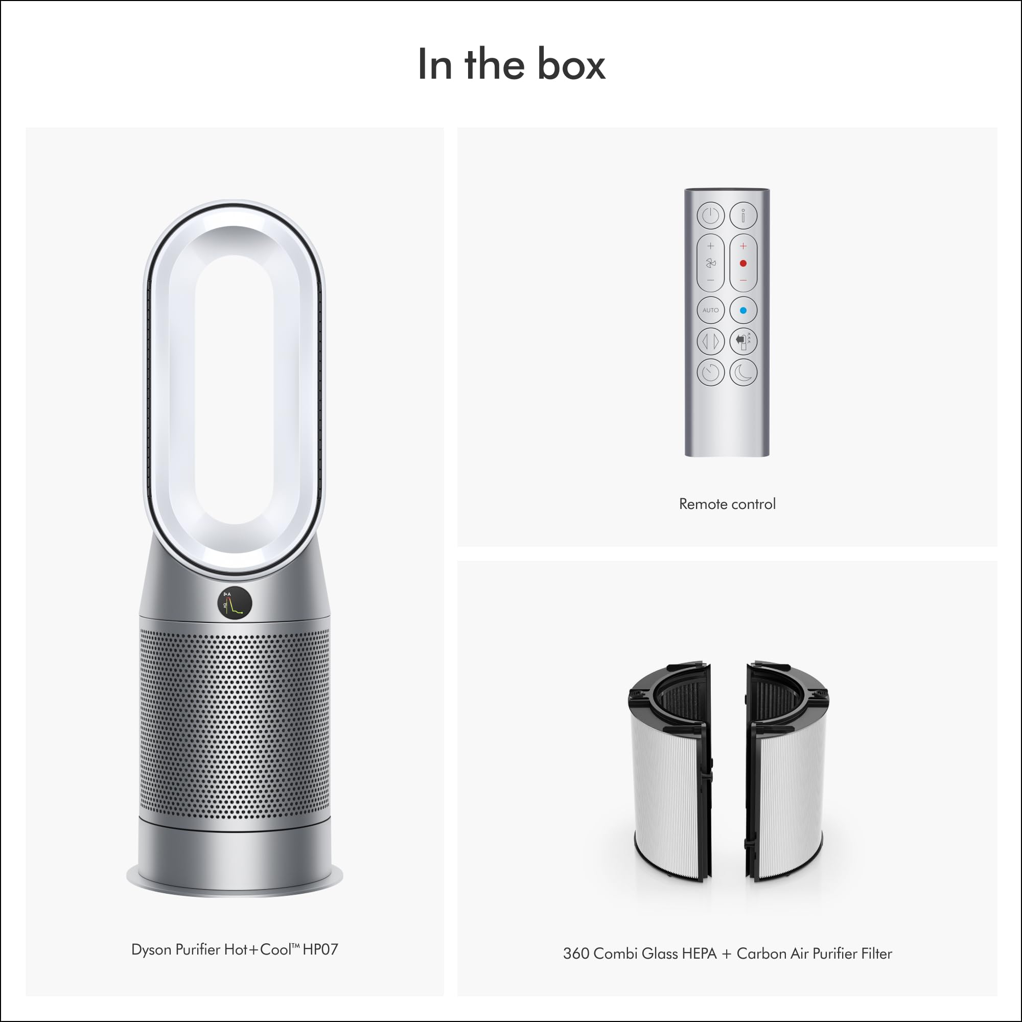 Dyson Purifier Hot+Cool Hp07 Air Purifier, Heater, And Fan   White/Silver, Large
