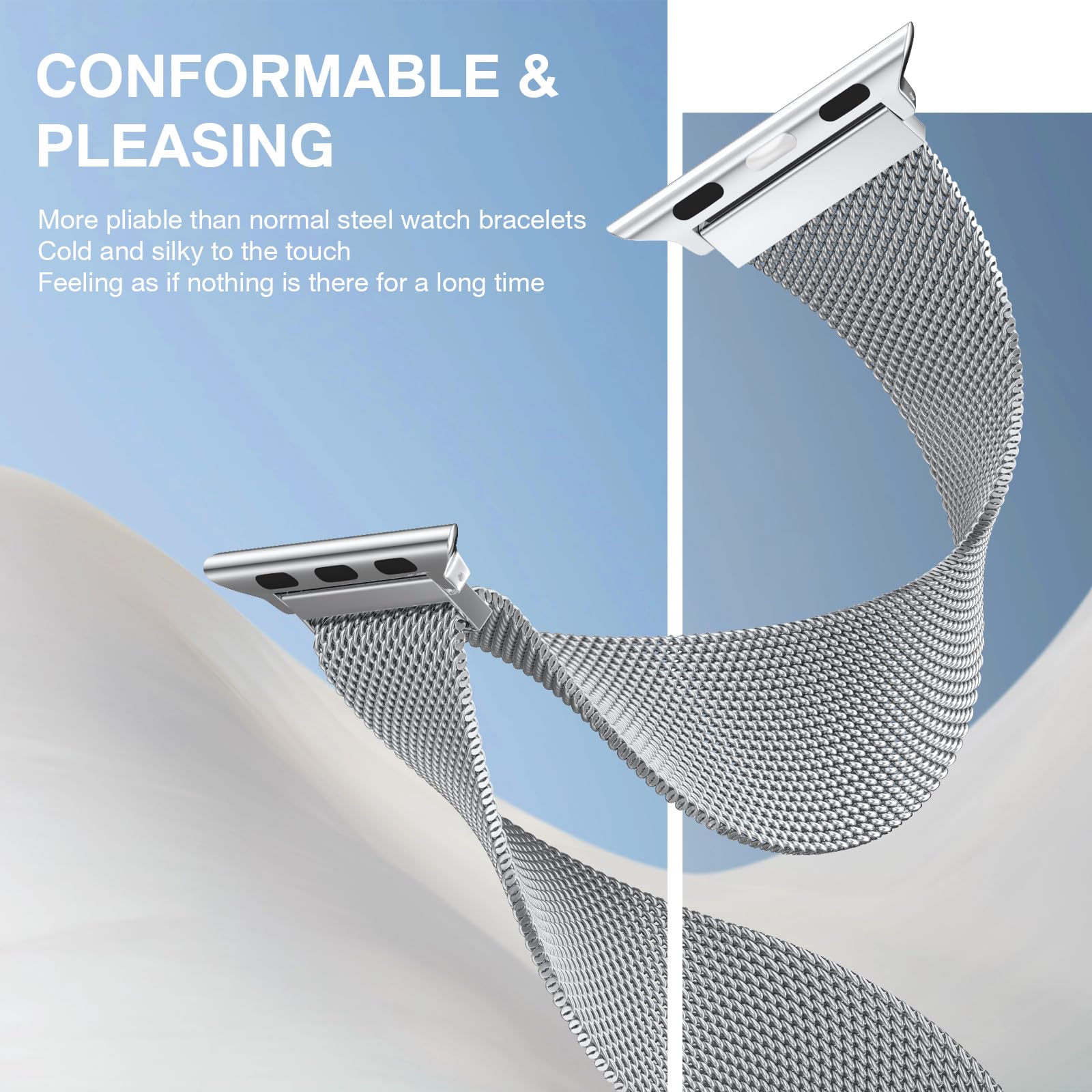 Stainless Steel Milanese Loop Compatible With Apple Watch Band 38Mm 40Mm 41Mm 42Mm 44Mm 45Mm 49Mm 46Mm Men And Women, Mesh Loop