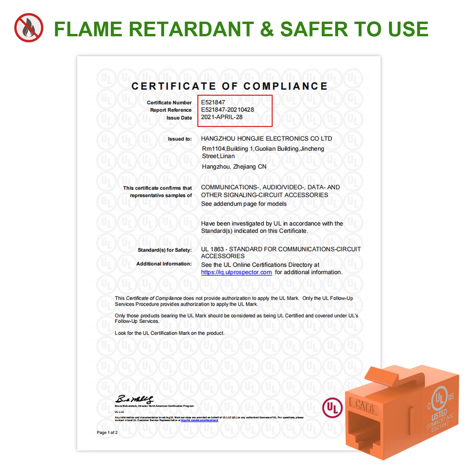 Vce Rj45 Cat6 Keystone Jack Inline Coupler Ul Listed 5-Pack, Female To Female Ethernet Cable Extender Network Insert Utp For Cat