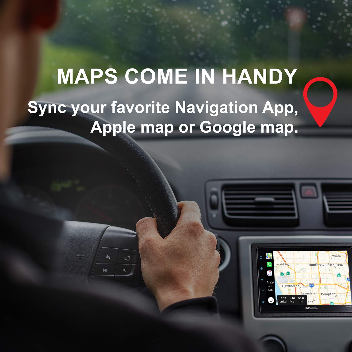 Boss Audio Systems Bcpa9685Rc Car Audio Stereo System, Apple Carplay, Android Auto, 6.75 Inch Double Din, Touchscreen, Bluetooth