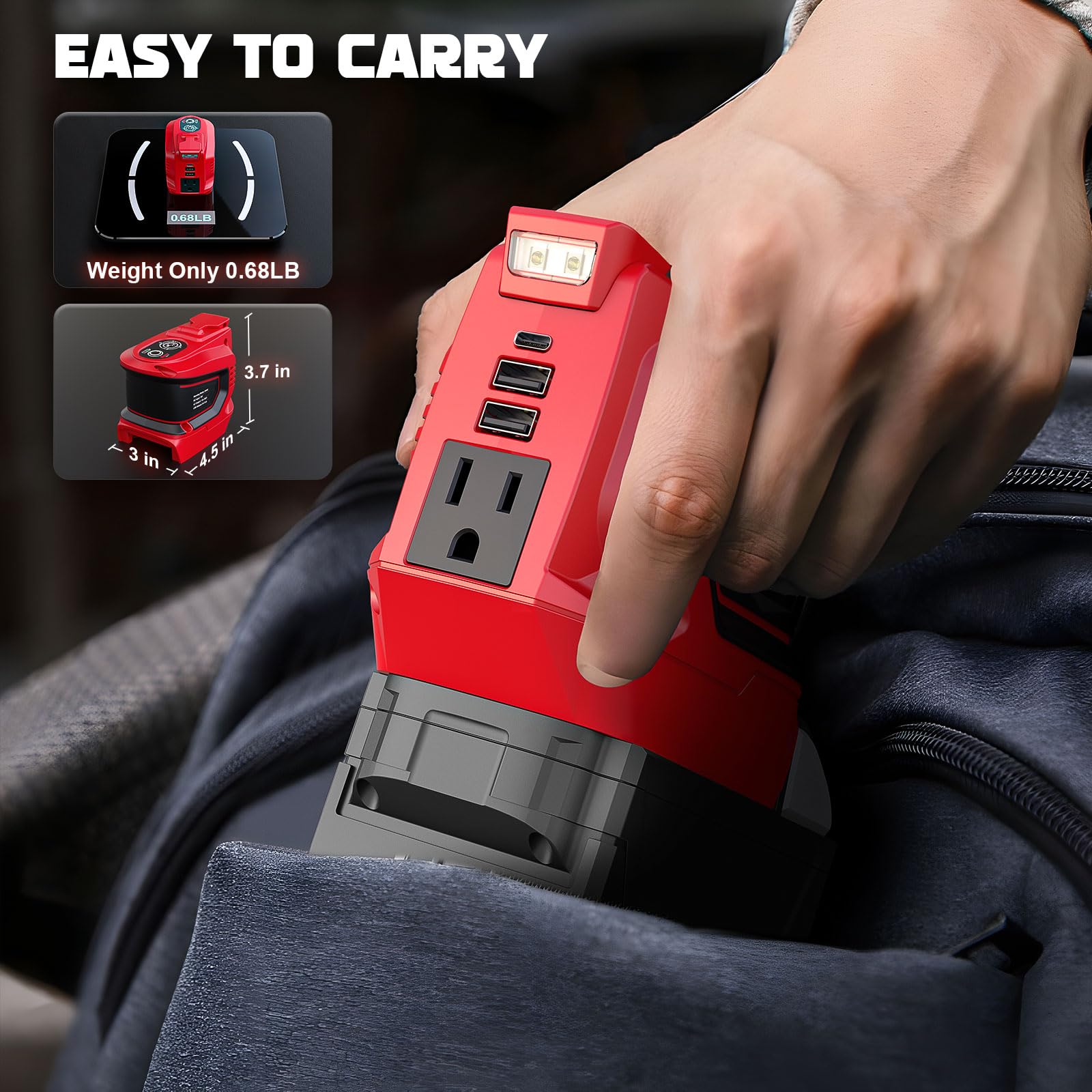 200W Power Inverter For Milwaukee M18 Battery, Dc 18V To Ac 110 120V Battery Inverter, Portable Power Station Generator, Charger