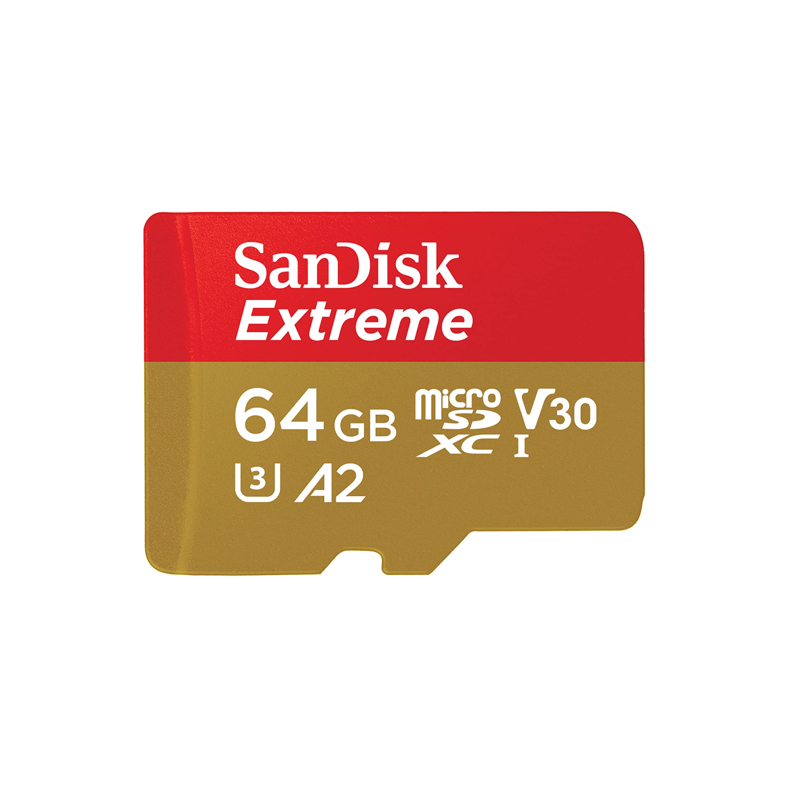 SanDisk 64GB Extreme microSDXC UHS-I Memory Card with Adapter - Up to 170MB/s, C10, U3, V30, 4K, 5K, A2, Micro SD Card - SDSQXAH