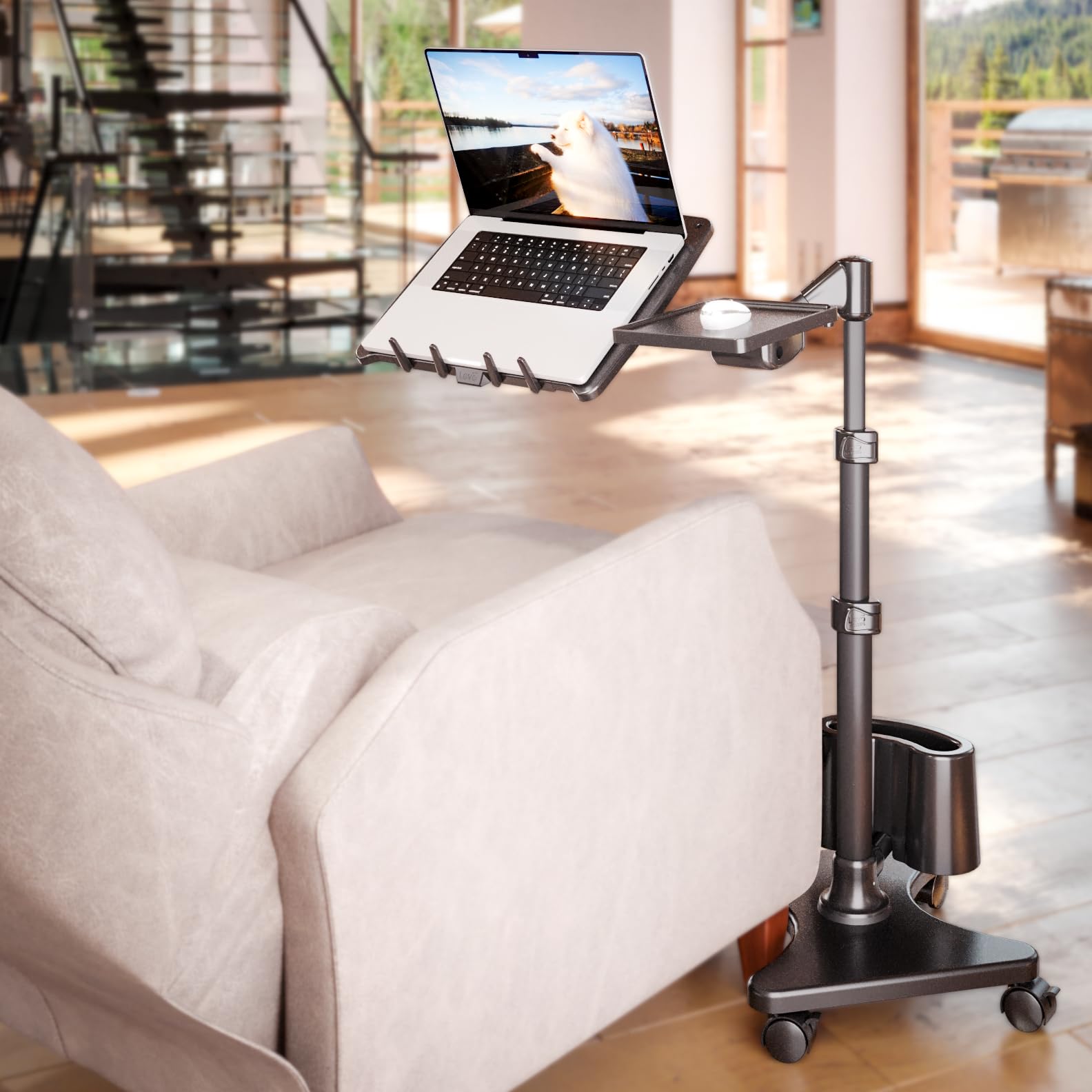Levo G2 Rolling Laptop Workstation Stand Cart Desk For Laptops, Books, Tablets, And Art, Made For Sofa, Bed, Chair, Or Standing