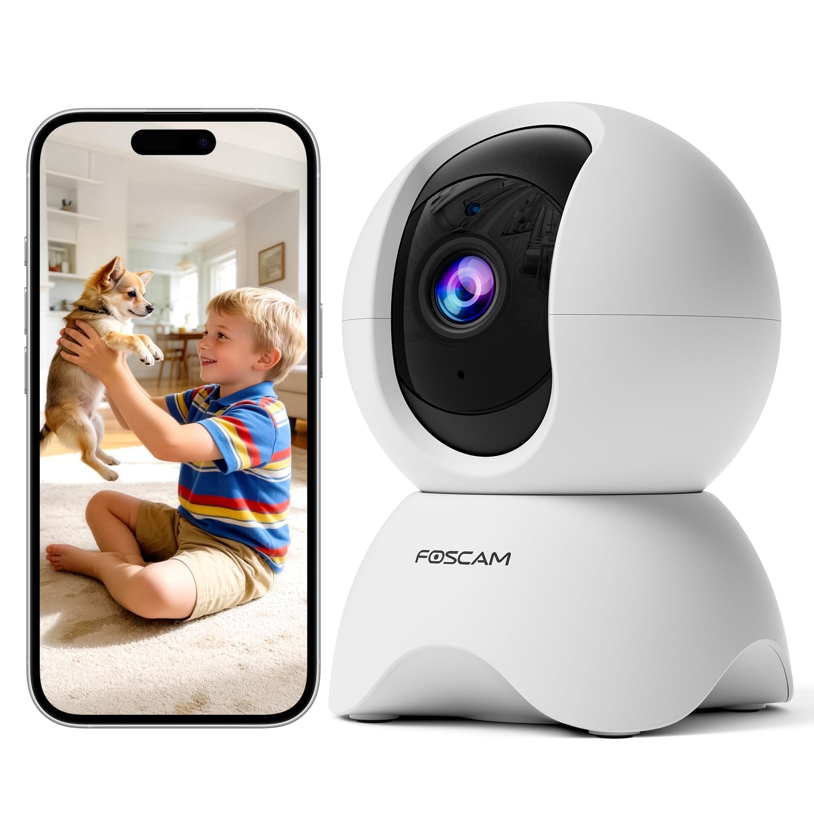 FOSCAM 3K Security Camera Indoor, 360 PTZ Baby & Pet Monitoring for Home Security, 5MP Night Vision, Human/Pet Auto Tracking, Mo