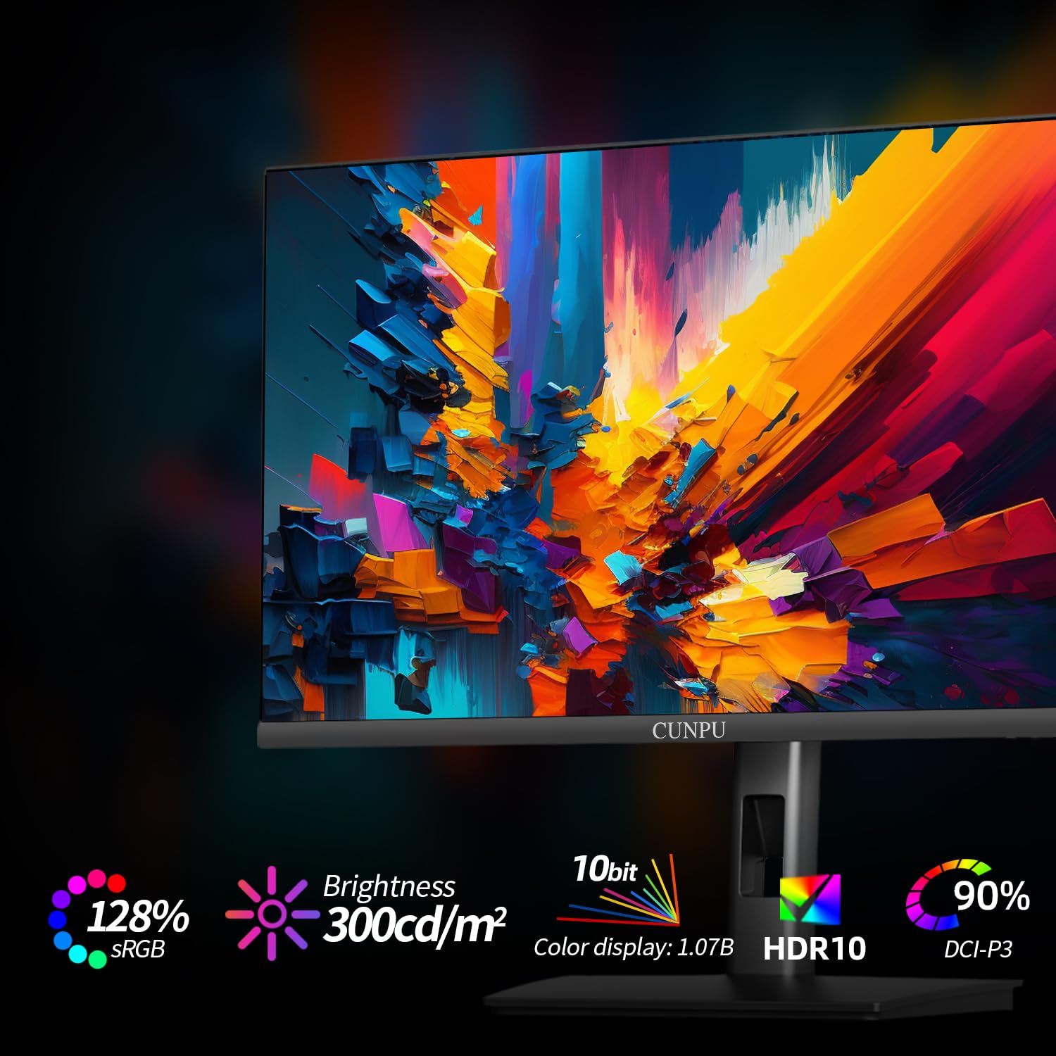 Cunpu 27 Inch Qhd 2560 X 1440 240Hz Gaming Monitor, Fast Ips, Support Ps5/Xbox, 1Ms, Dci P3 100%, Hdr, Freesync & G Sync, Height