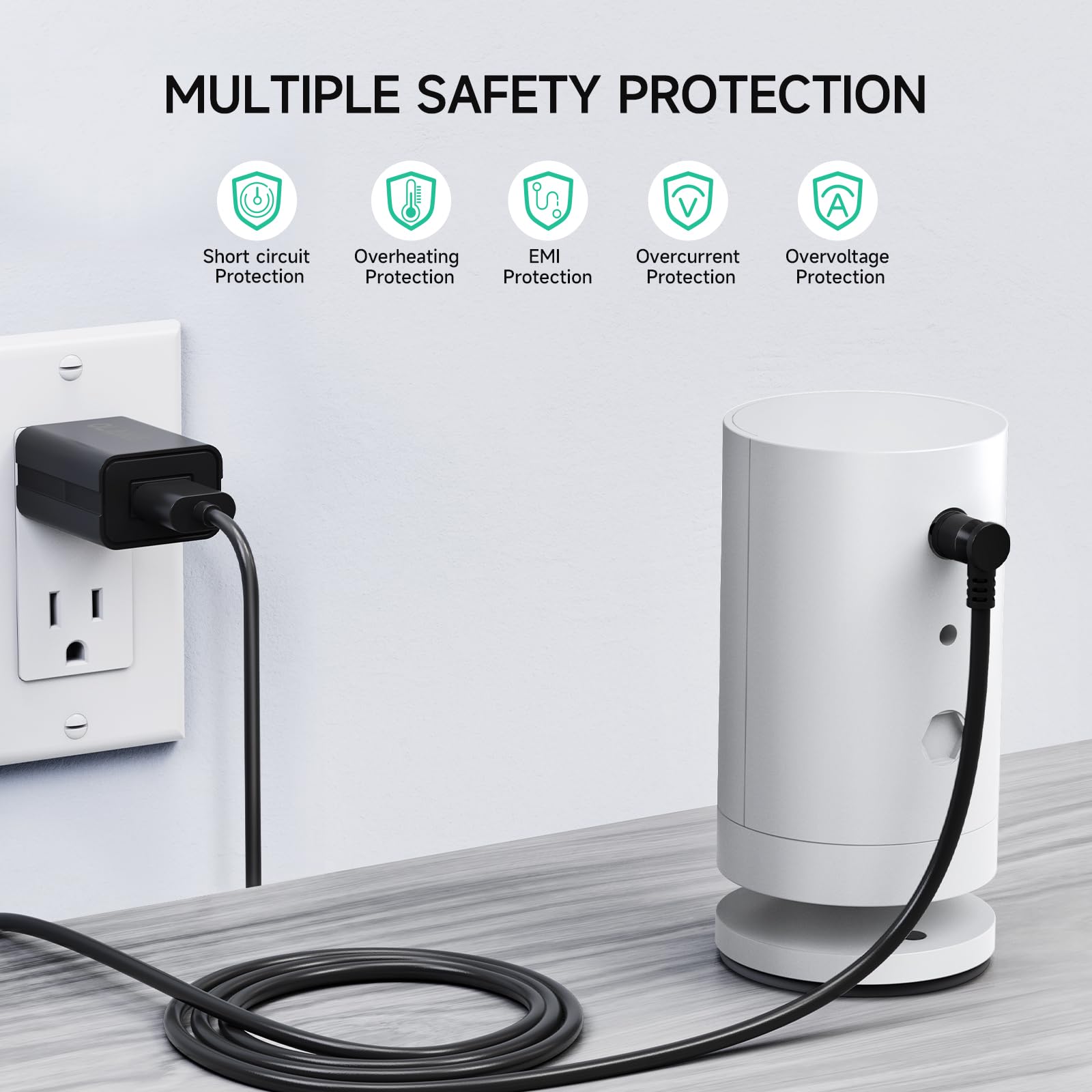 Olaike 8M/26Ft Indoor/Outdoor Power Adapter For Ring Stick Up Cam Battery/Plug In, Ring Spotlight Cam Battery, Weatherproof Cabl