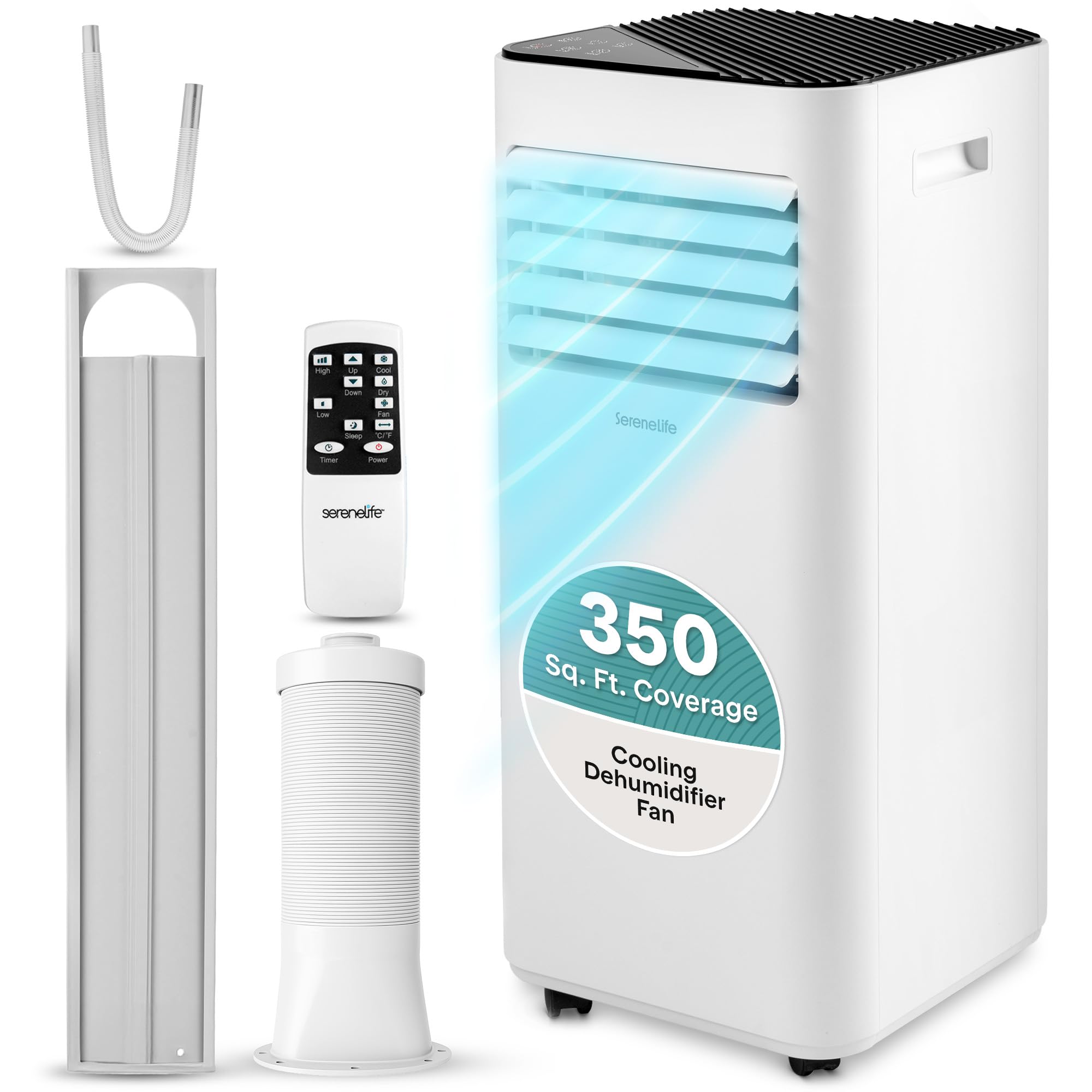 SereneLife Compact Portable AC Unit 8000 BTU | Standing Portable AC with 3-in-1 Cooling, Dehumidifier & Fan | Energy Efficient A