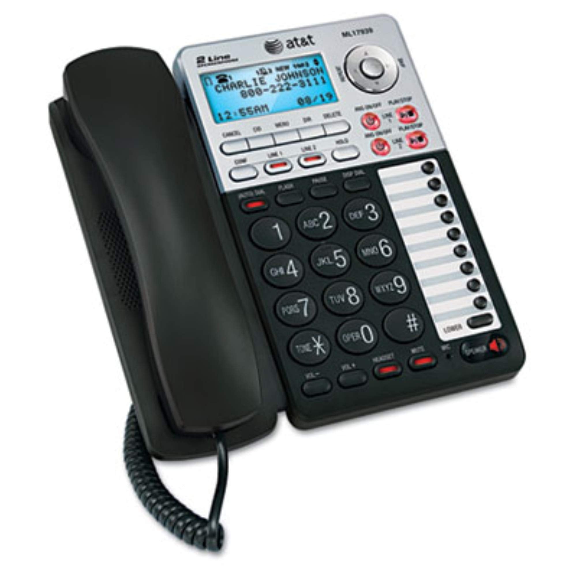At&T(R) 17939 2-Line Corded Speakerphone With Caller Id & Digital Answering System