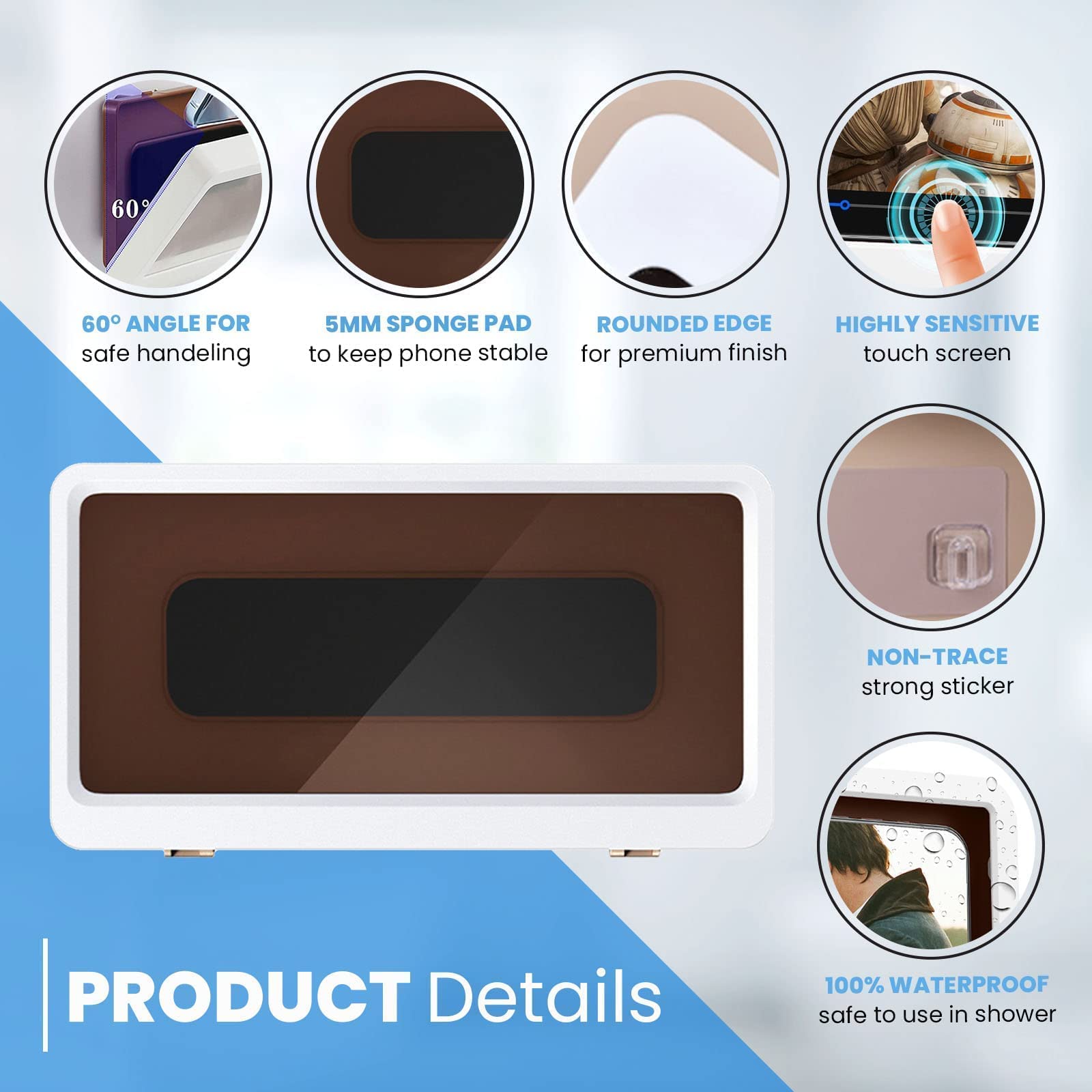 Spread Pixie Dust Shower Phone Holder Waterproof Upgraded Phone Shower Holder Wall Mount Bathroom Tv Shower Gadget Shower Access