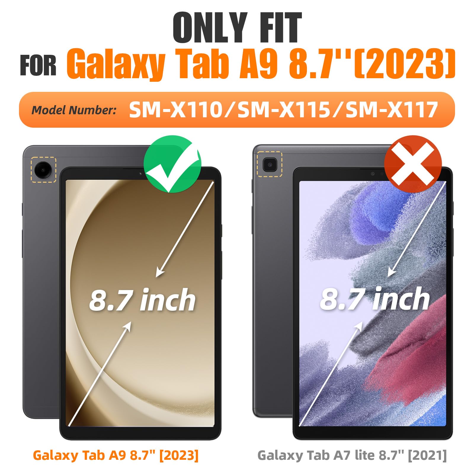 Seymac Stock 360 Hand Strap Shockproof Case For Samsung Galaxy Tab A9 8.7 Inch, Green+Black