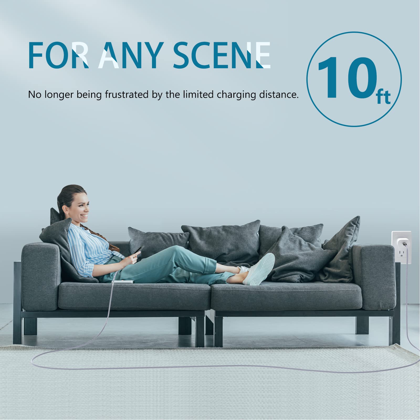 Usb C Charger, Excgood Super Fast Usb C Charging Block With 10 Ft Braided Usb C Cable Compatible With Galaxy S24 S23 Ultra/ S22+/ S21/ S20 Fe, Note 20/10, A80/70, A54/71/53/23, Z Fold 4   White