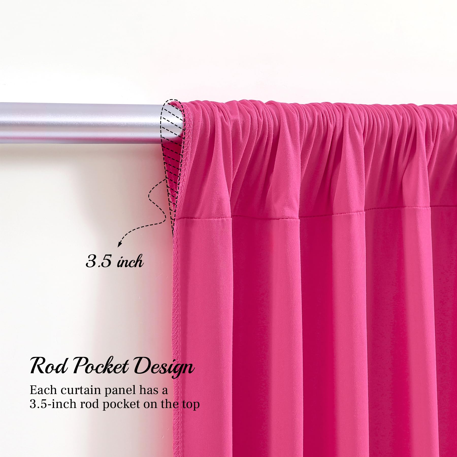 Hot Pink Backdrop Curtains For Parties, 8Ft X 10Ft Wrinkle Free Pink Curtains Polyester Photography Fuchsia Backdrop Drapes For