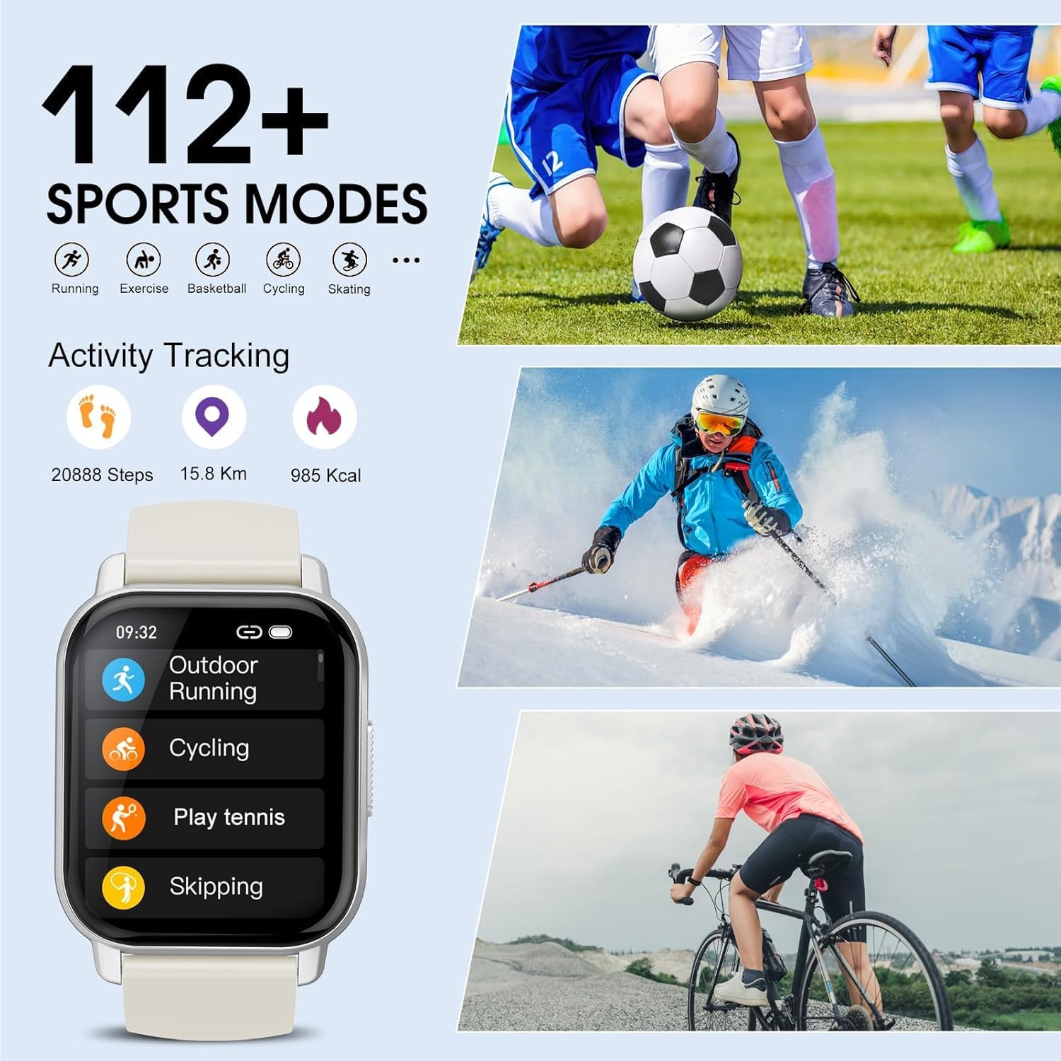 Smart Watch For Men Women With Bluetooth Call/Message Reminder, Smartwatch 1.85 '' Screen, Fitness Watch Heart Rate/Sleep/Calori