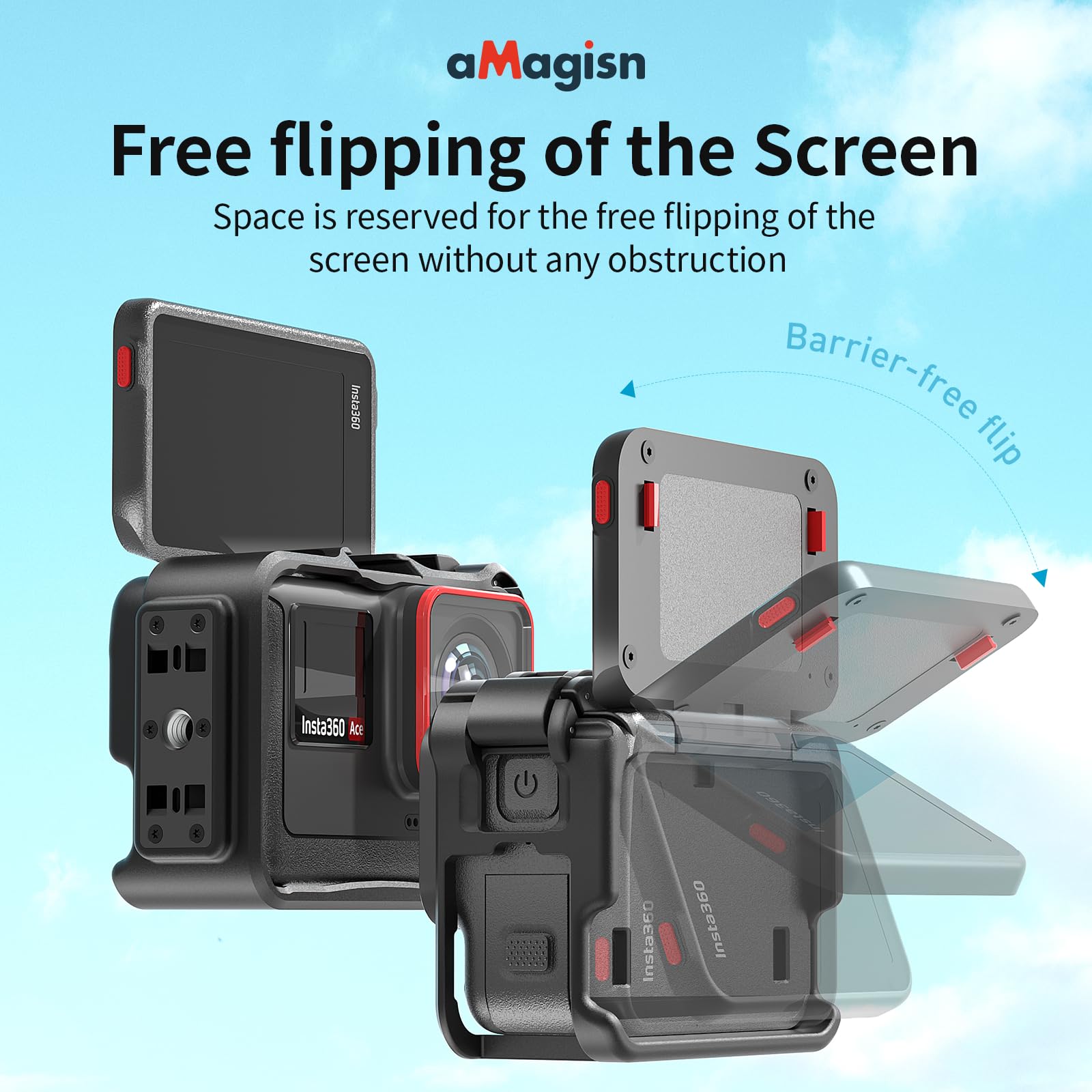 Rszfnjxry Plastic Frame Cage Compatible With Insta360 Ace/Ace Pro,Protective Durable Housing Case With Cold Shoe Mount Compatibe