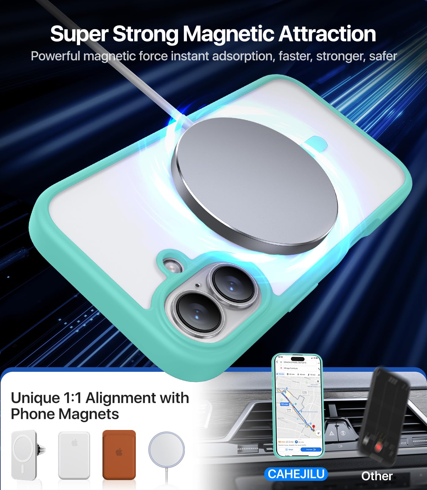 Cahejilu Magnetic For Iphone 16 Case,[Compatible With Magsafe][Military Grade Drop Protection] Anti Fingerprint Translucent Matt