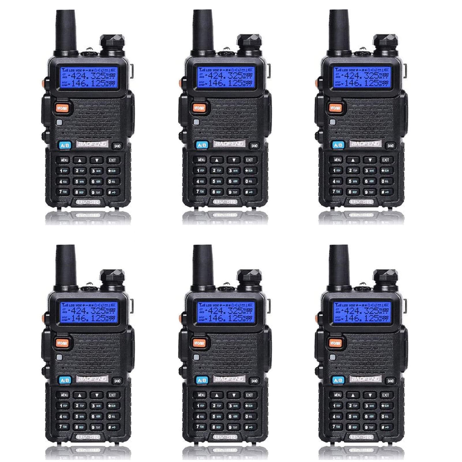 Baofeng Uv 5R Dual Band Two Way Radio Handheld Ham Radio Long Range Walkie Talkies Pack Of 6 For Hiking Camping Hunting Skiing T