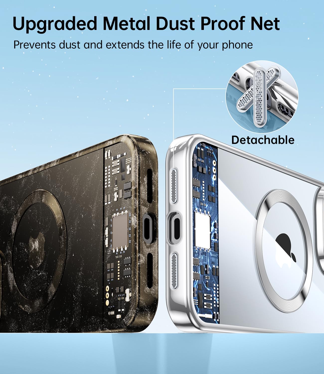 Jueshituo Magnetic Titanium Color For Iphone 15 Pro Case With Full Camera Protection [No.1 Strong N56 Magnets] [Military Grade D