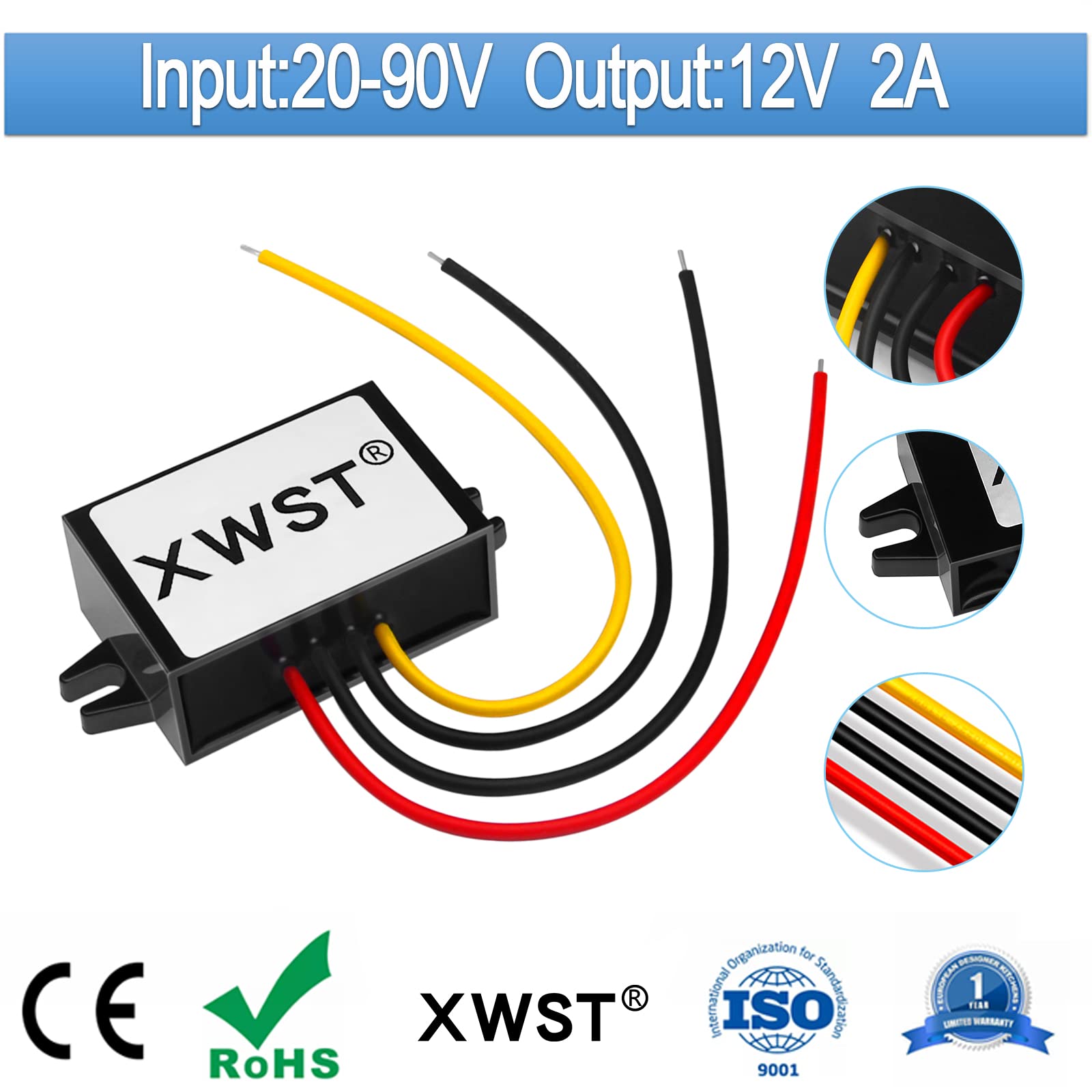 Xwst Dc Dc Converter Reducer 20 90V 24V 36V 48V 60V 72V To 12V Dc Converter Step Down Buck 2A 12V Dc Voltage Regulator For Golf