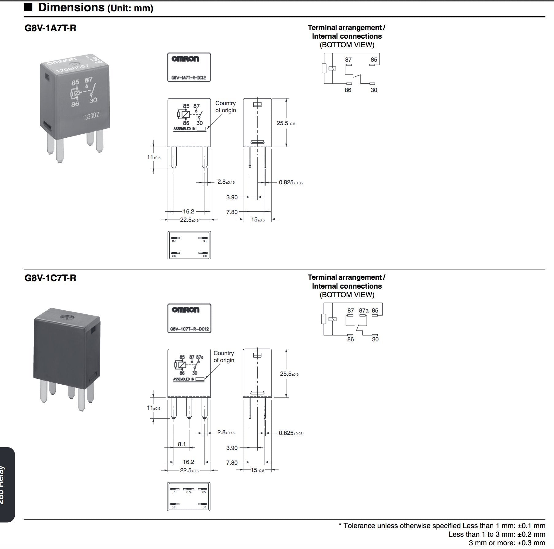 Omron Electronic Components   G8V Rh 1C7T R Dc12 (2 Pieces)  Micro Automotive Relay, Spdt, 12Vdc, 20A