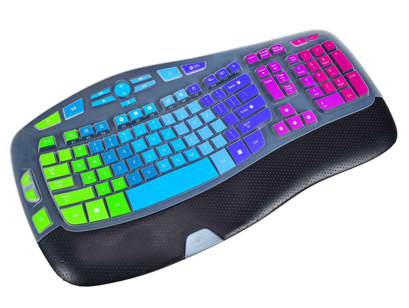 Silicone Keyboard Cover For Logitech K350 Mk550 Mk570 Wireless Wave Keyboard, Logitech K350 Mk550 Keyboard Skin Protector, Rainb