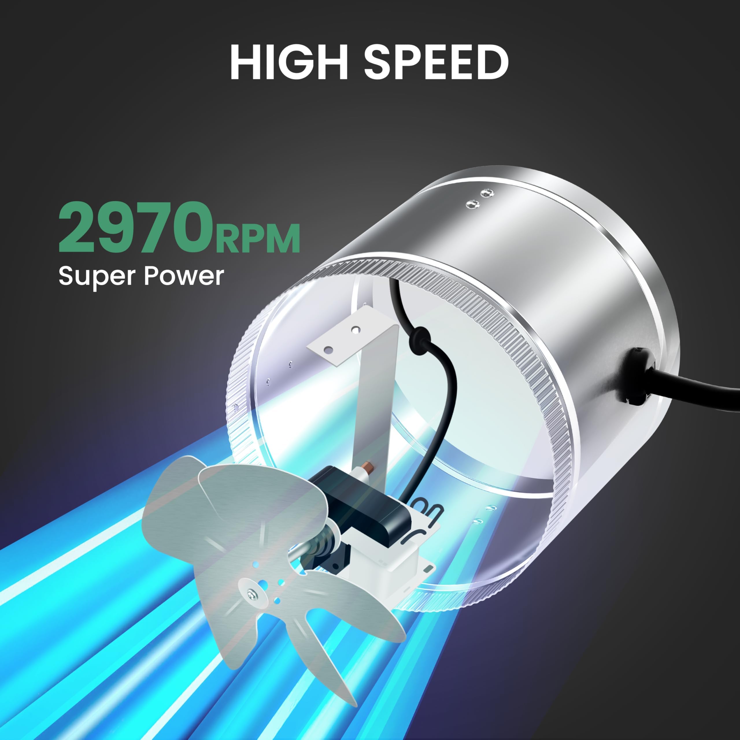 Ipower 8 Inch Inline Duct Fan 420 Cfm, Hvac Booster Exhaust Ventilation Fan With Low Noise For Basements, Bathrooms, Grow Tents,