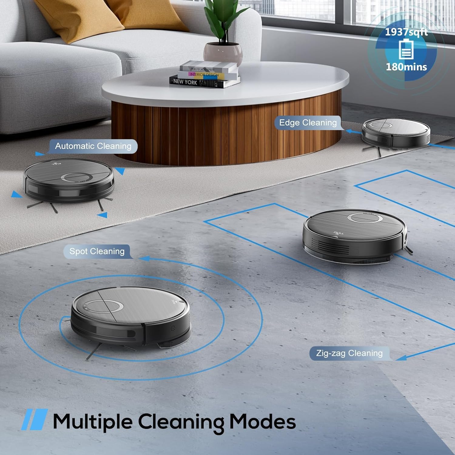 Robot Vacuum And Mop Combo, 2 In 1 Mopping Robot Vacuum Cleaner With Schedule, Wi Fi/App/Remote, 2000Pa Max Suction, Self Chargi