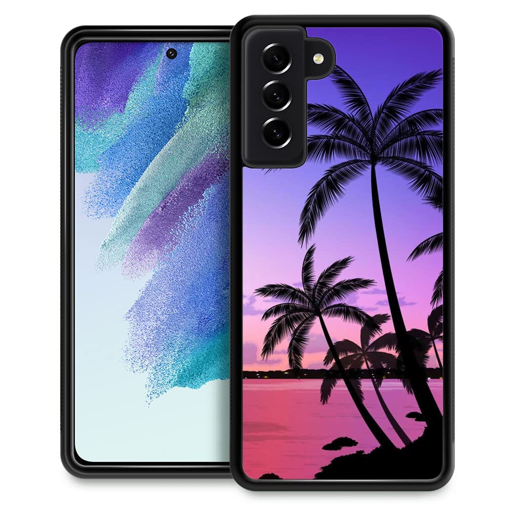 Zhegailian Compatible With Samsung Galaxy S23 Case,Colorful Sunset Palm Leaf Samsung Galaxy S23 Cases For Girls,Non Slip Soft Tp