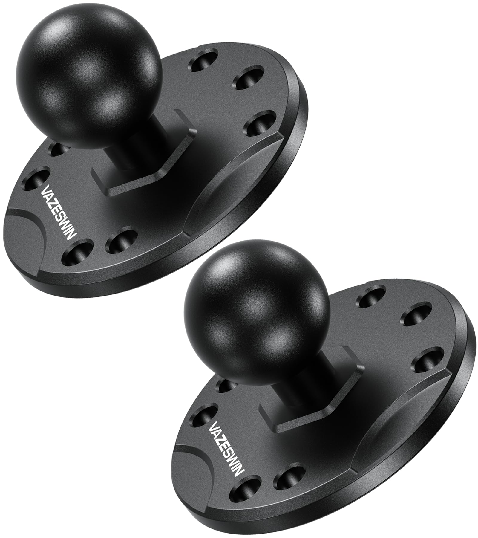 Vazeswin 2 Pcs 1'' Ball Mount With Aluminum Alloy Round Plate, Universal Electronic Device Mounting Base With Amps Hole For Garm