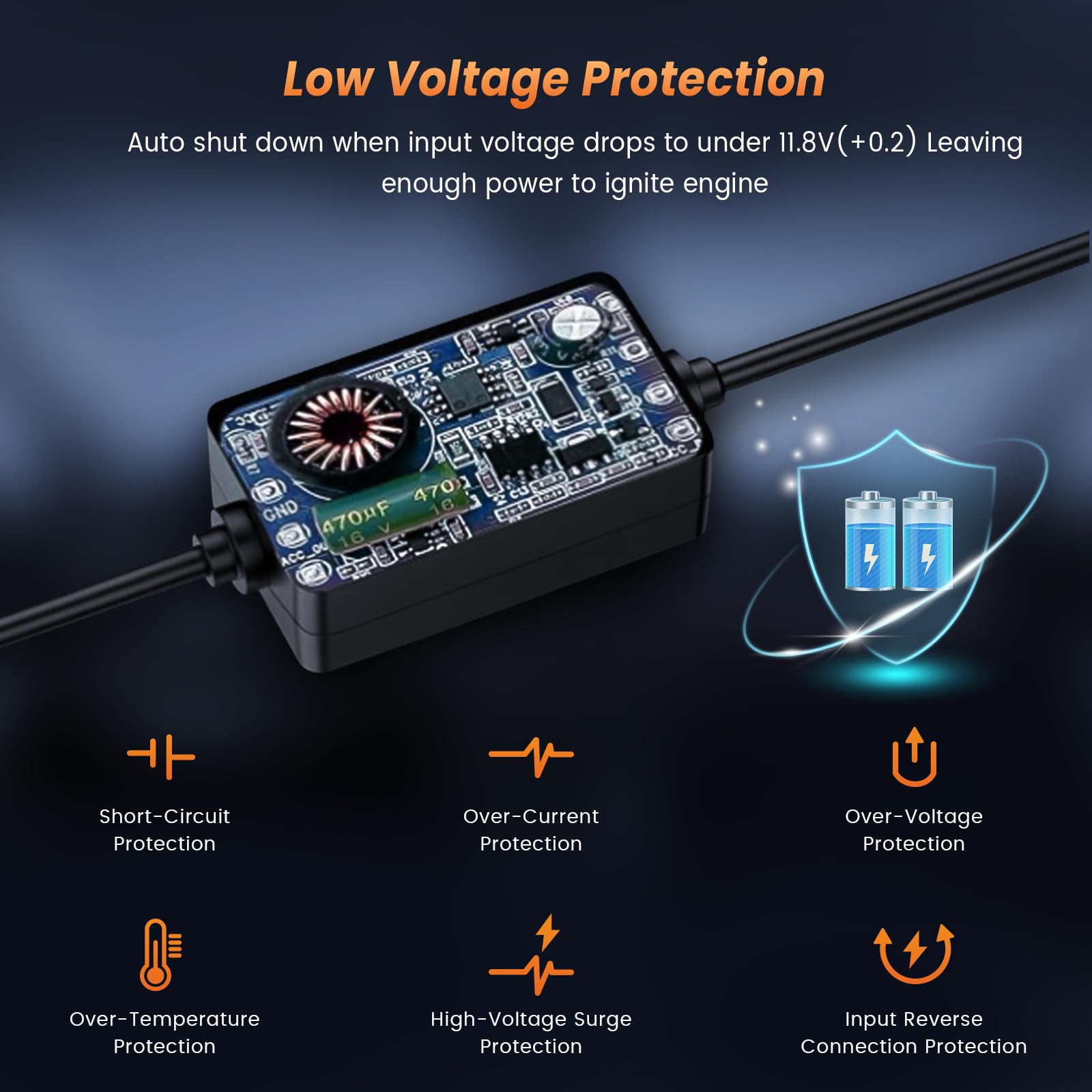 Gku Dash Cam Hardwire Kit, Acc Hard Wire Car Camera Charger Cable Kit 12V  24V To 5V Car Dash Camera Charger Power Cord With Bat