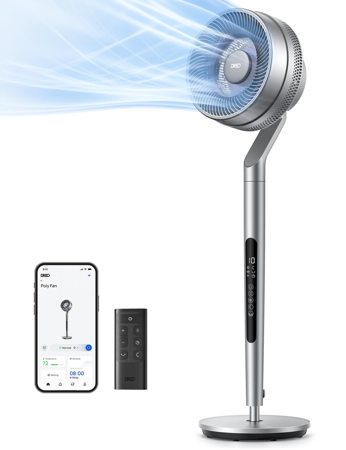 Dreo Smart Pedestal Fan For Bedroom, Wi Fi/Voice/Alexa Control, 6 Modes,10 Speeds, 12H Timer, 23Db Dc Quiet Circulator Fan, 120+